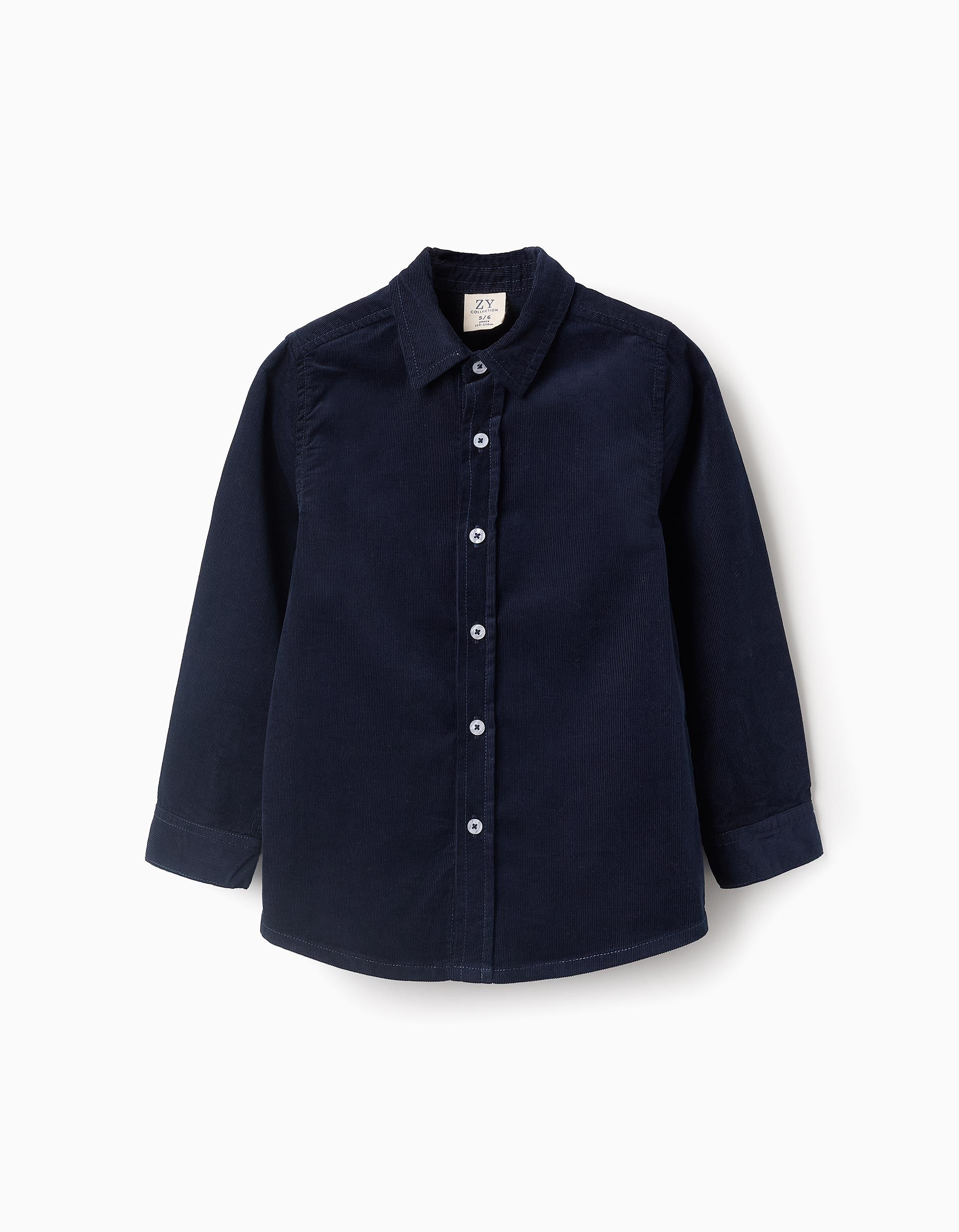 Corduroy Shirt for Boys, Dark Blue