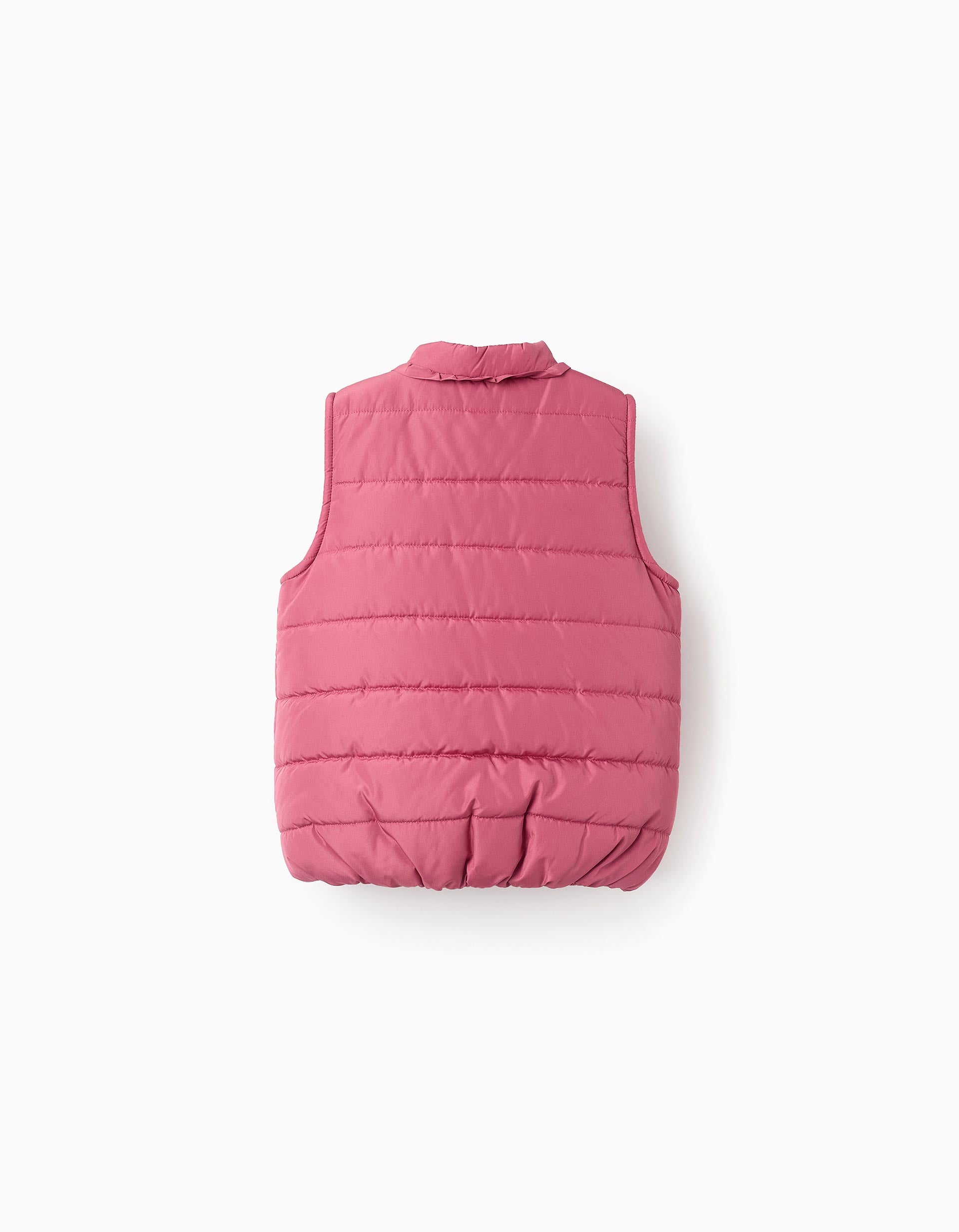 Padded Gilet with Polar Lining and Frills for Girls, Pink