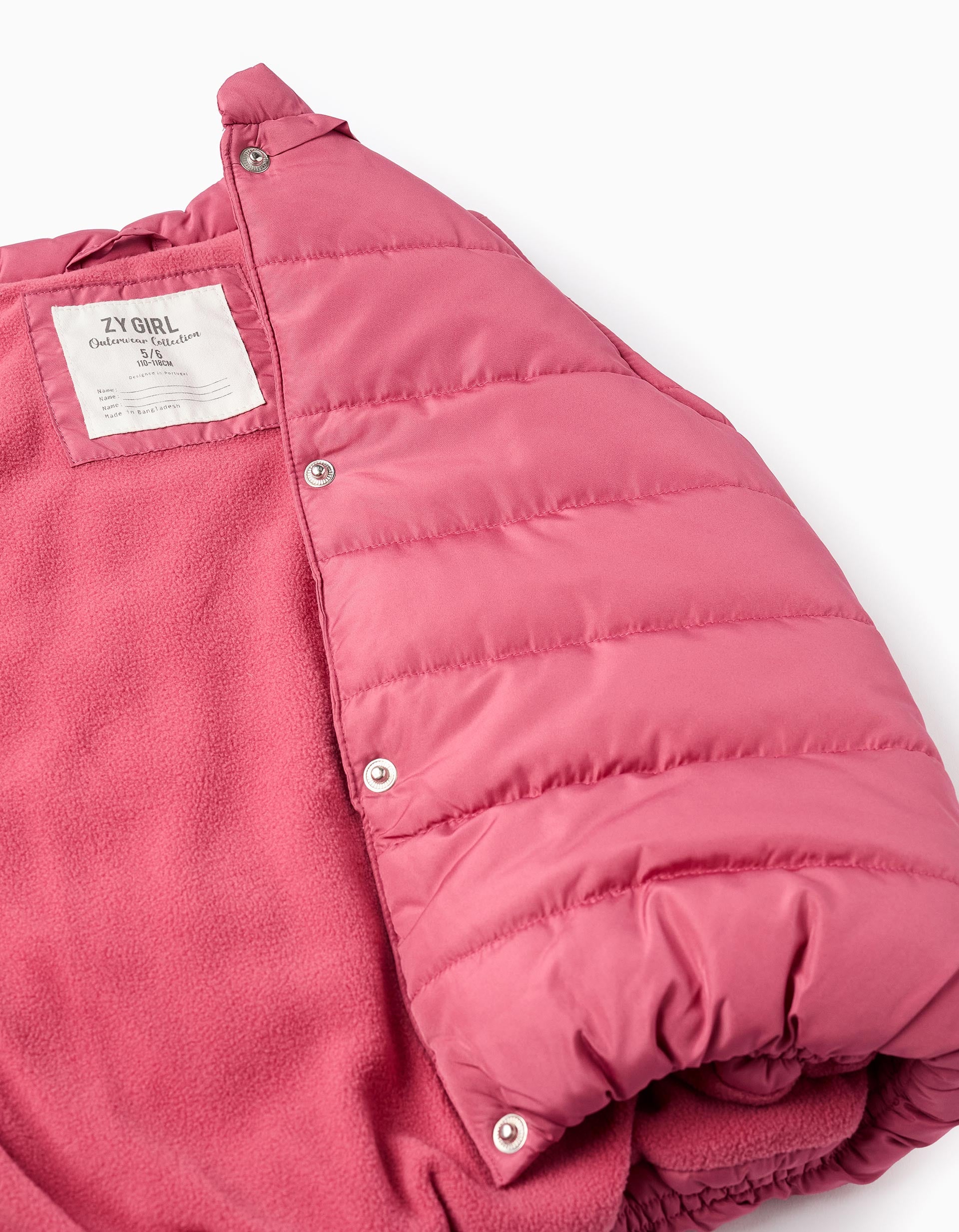 Gilet Matelassé avec Doublure Polaire et Volants pour Fille, Rose