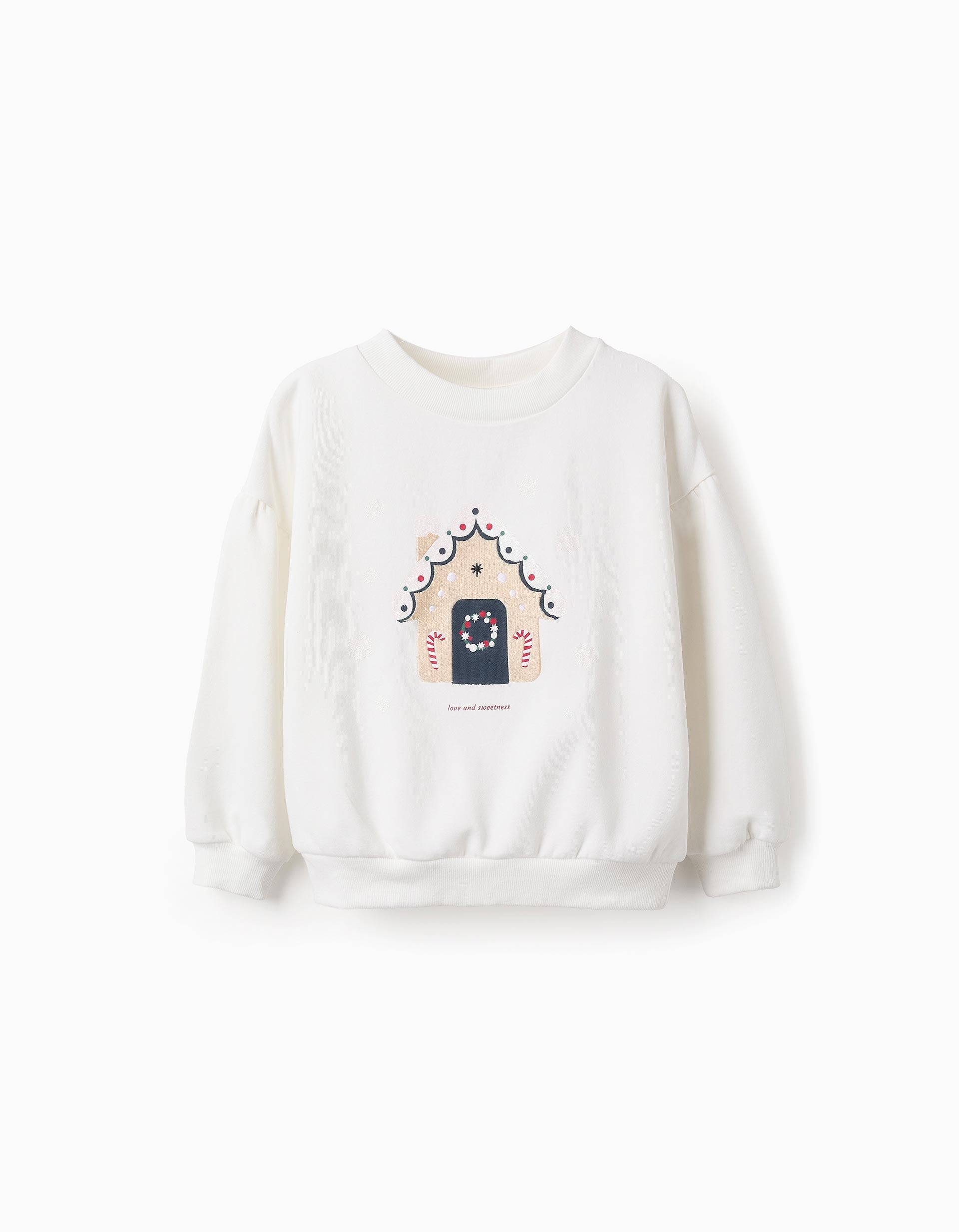 Sweat de Natal Cardada com Purpurinas para Menina 'X-Mas', Branco