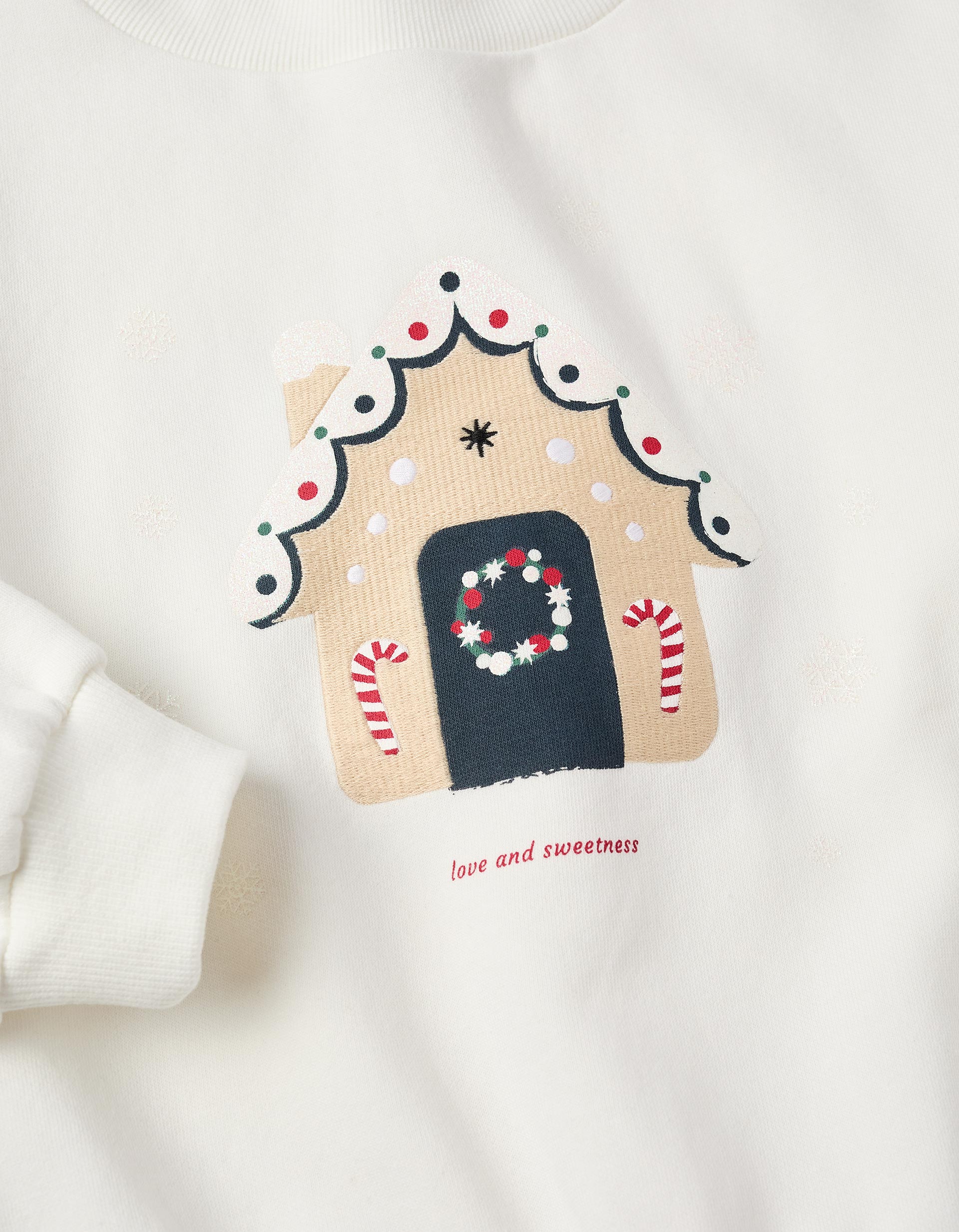 Sweat de Natal Cardada com Purpurinas para Menina 'X-Mas', Branco