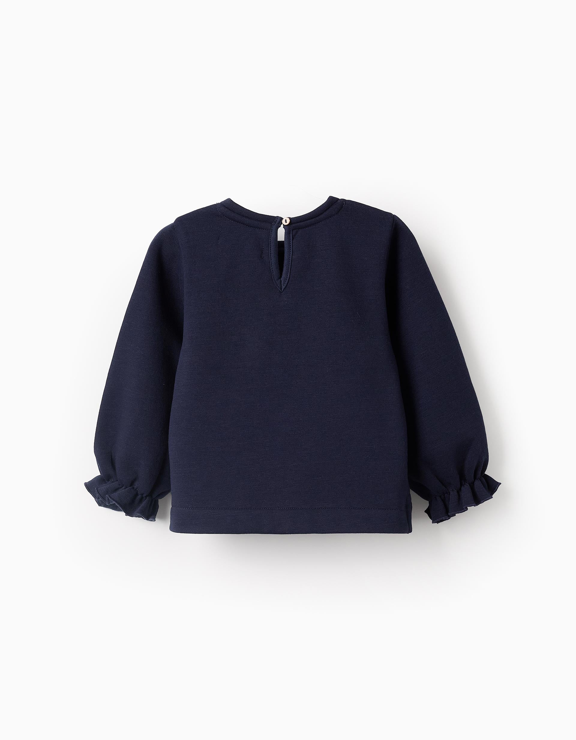 Brushed Christmas Sweatshirt for Baby Girls 'Penguin', Dark Blue