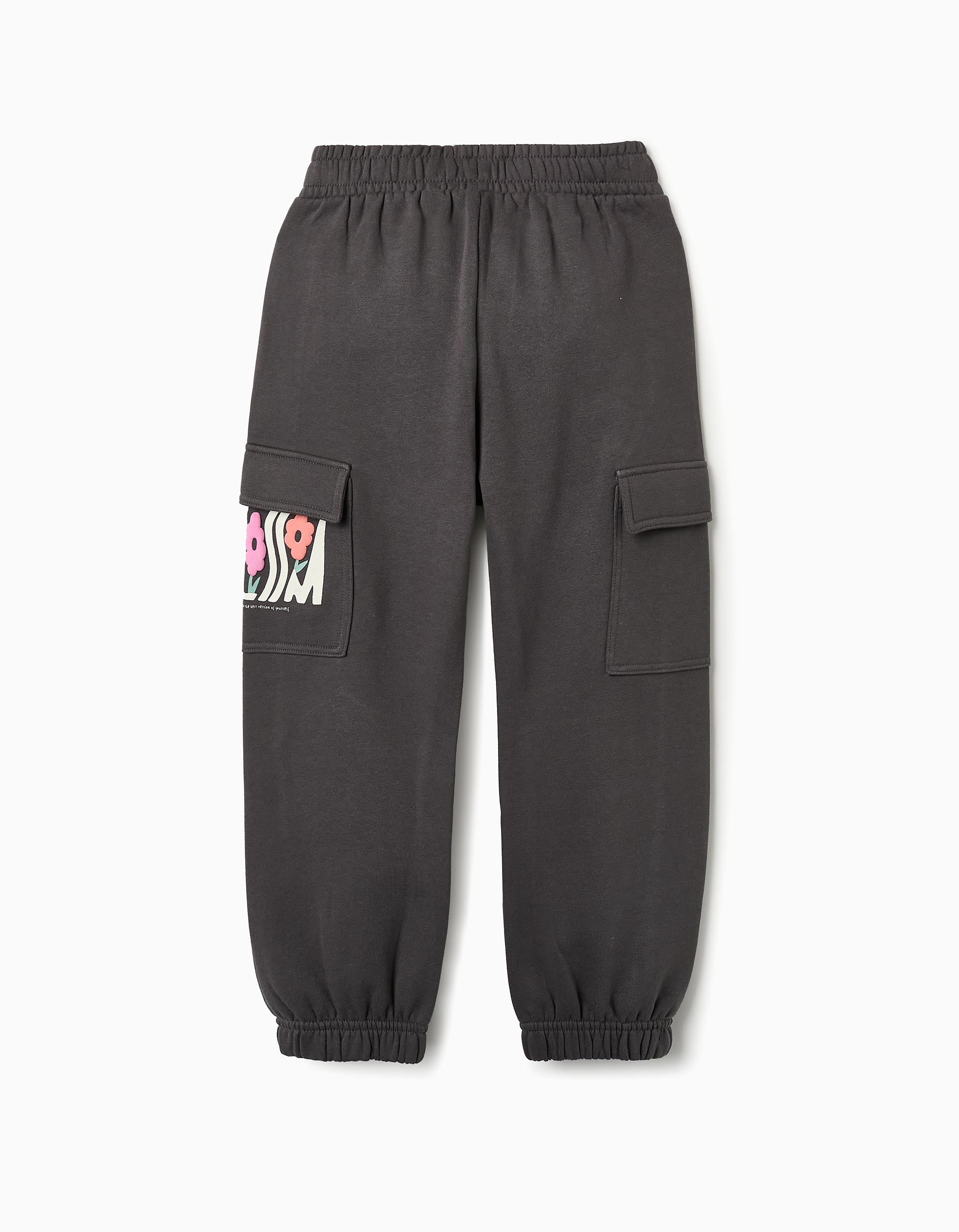 Pantalón Jogger con Bolsillos Cargo para Niña, Gris