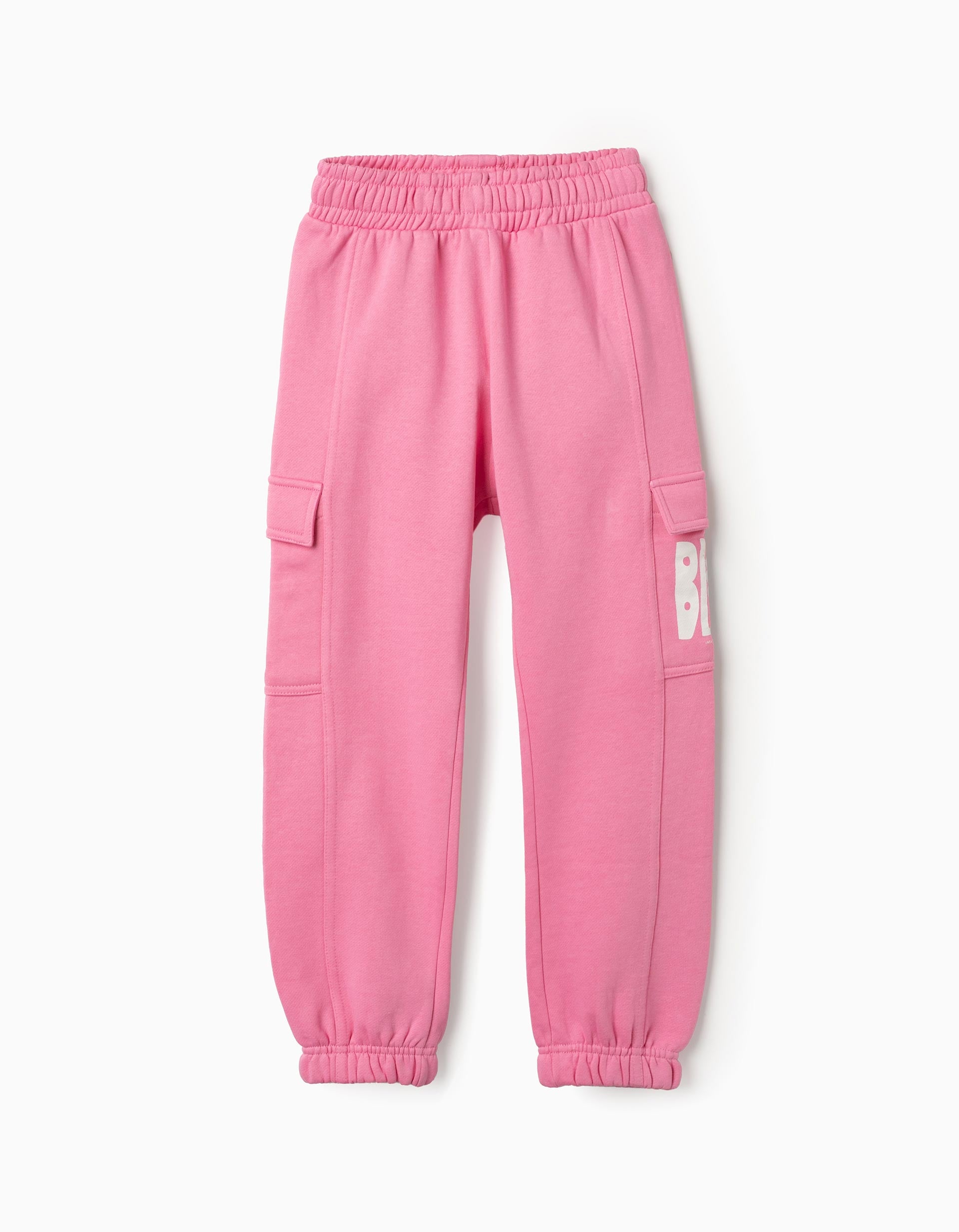 Cotton Joggers with Cargo Pockets for Girls, Pink