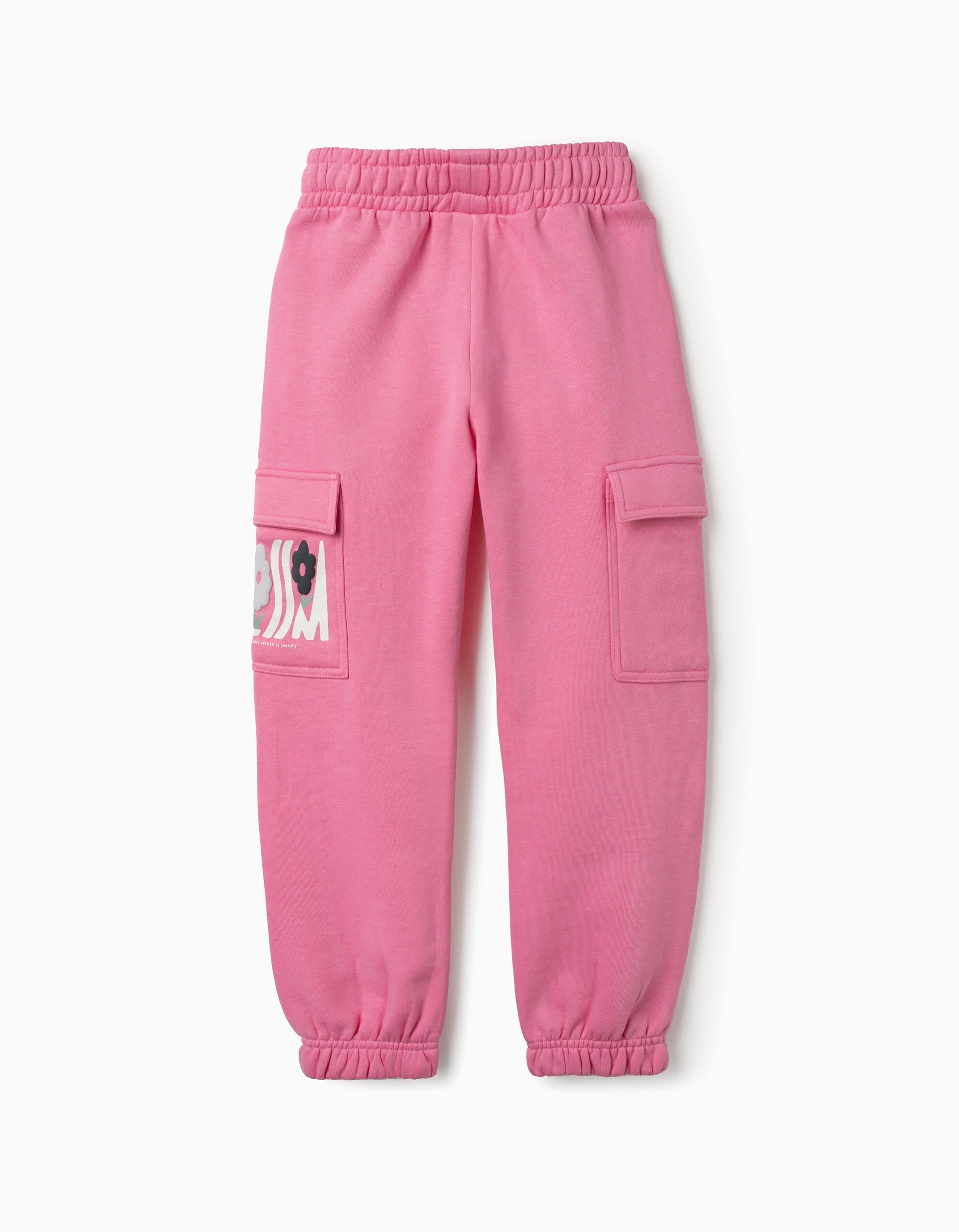 Cotton Joggers with Cargo Pockets for Girls, Pink