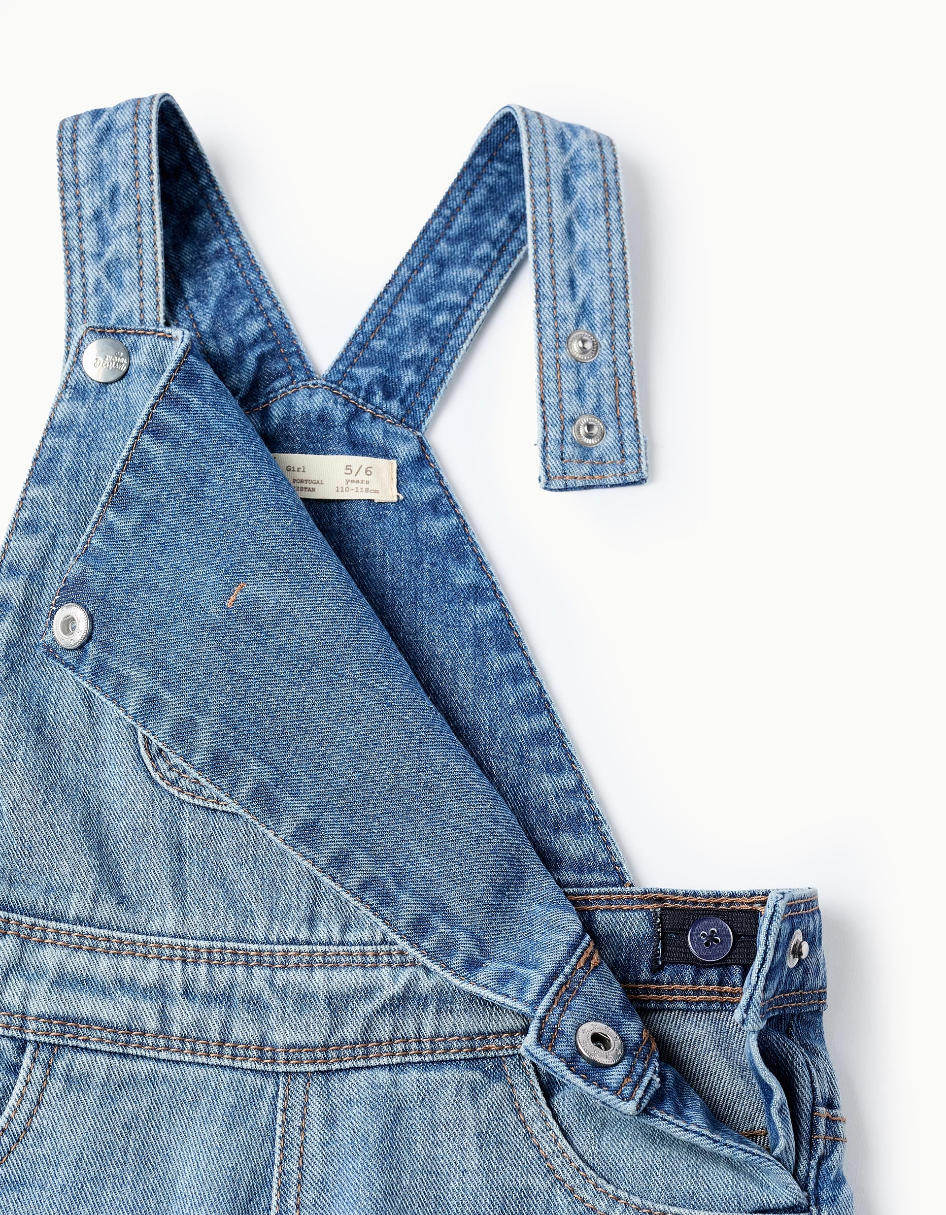 Salopette en Denim pour Fille, Bleu