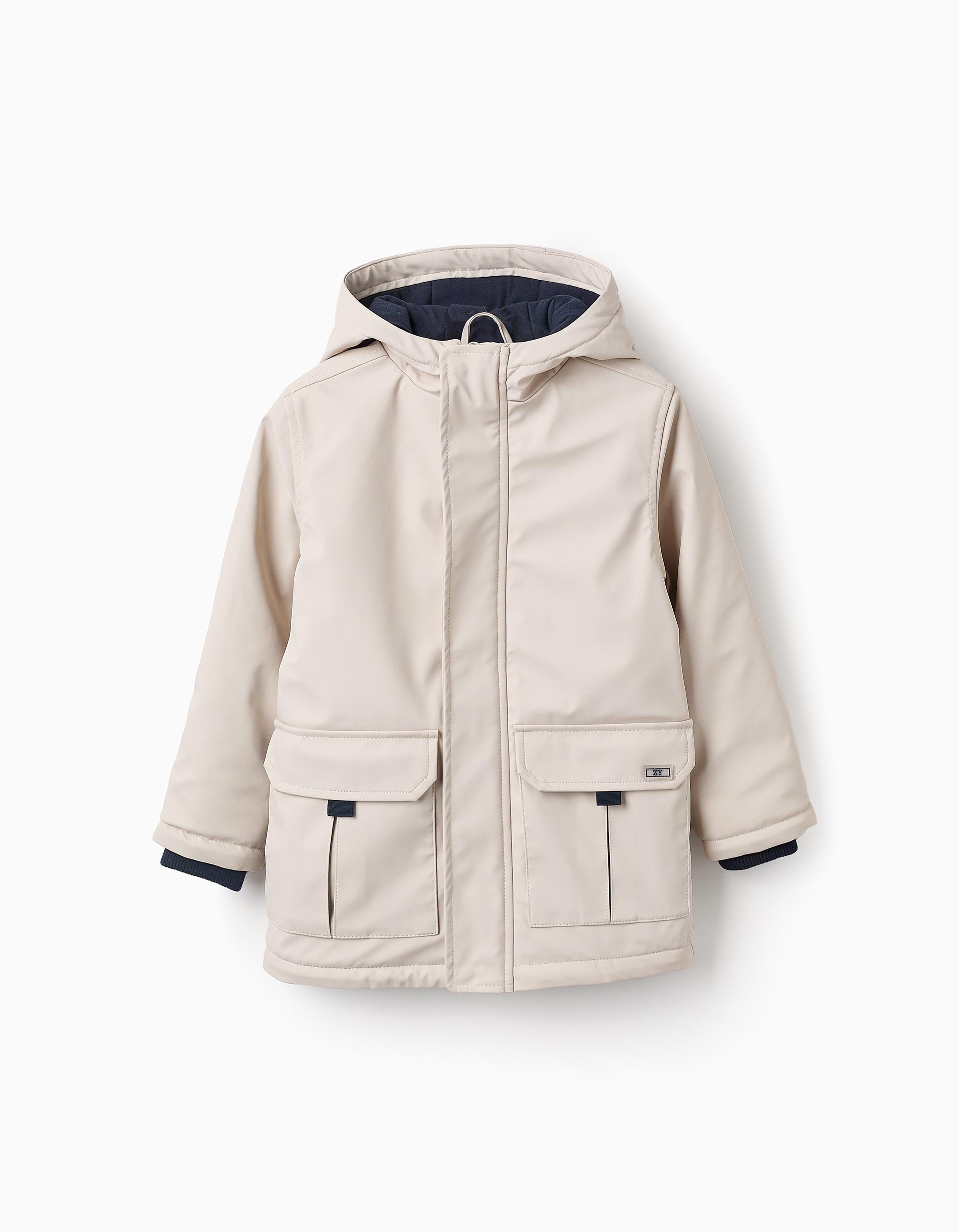 Rubber Parka with Padding for Boys, Beige