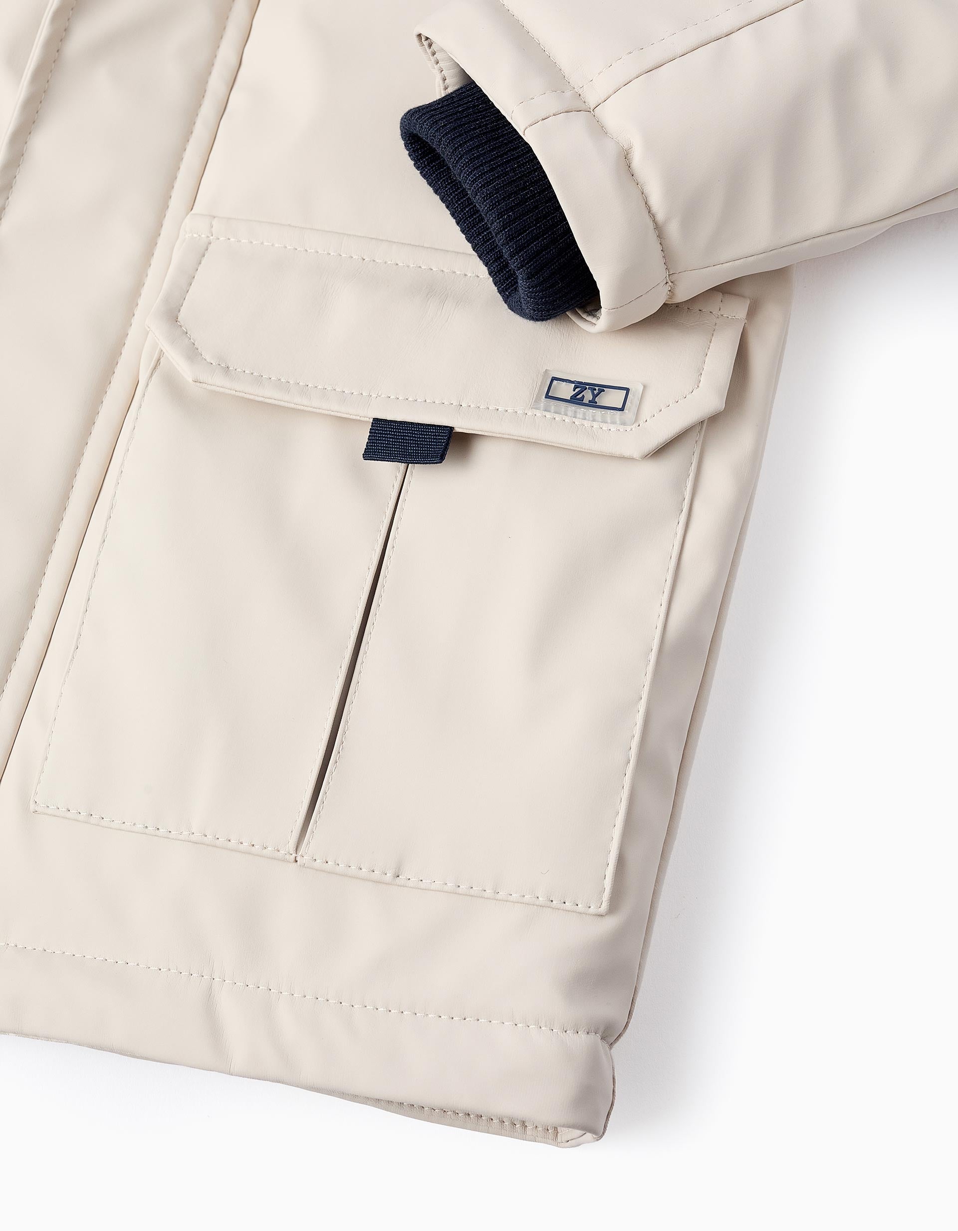 Parka de Goma con Relleno para Niño, Beige