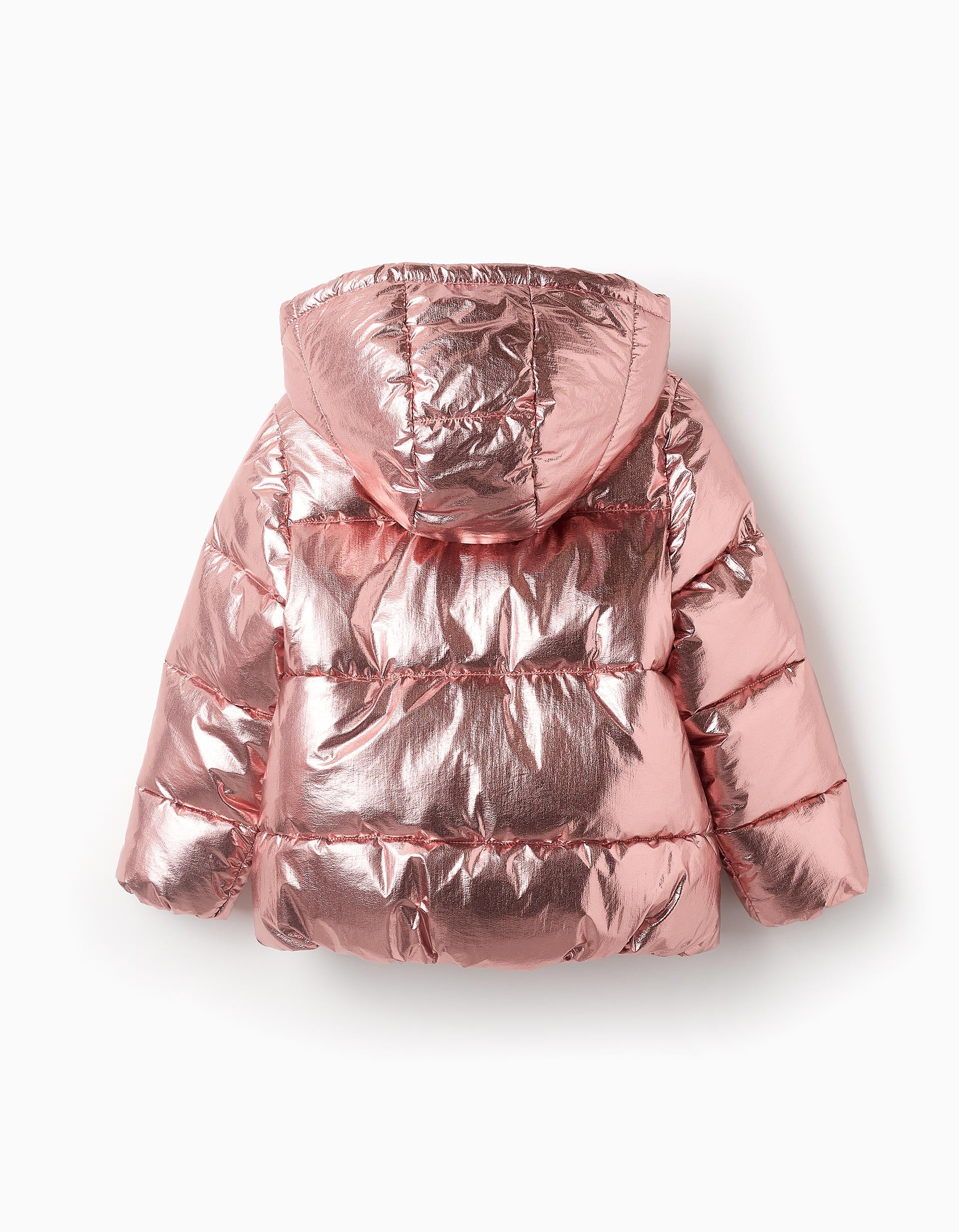 Shiny Padded Jacket for Girls, Pink Gold