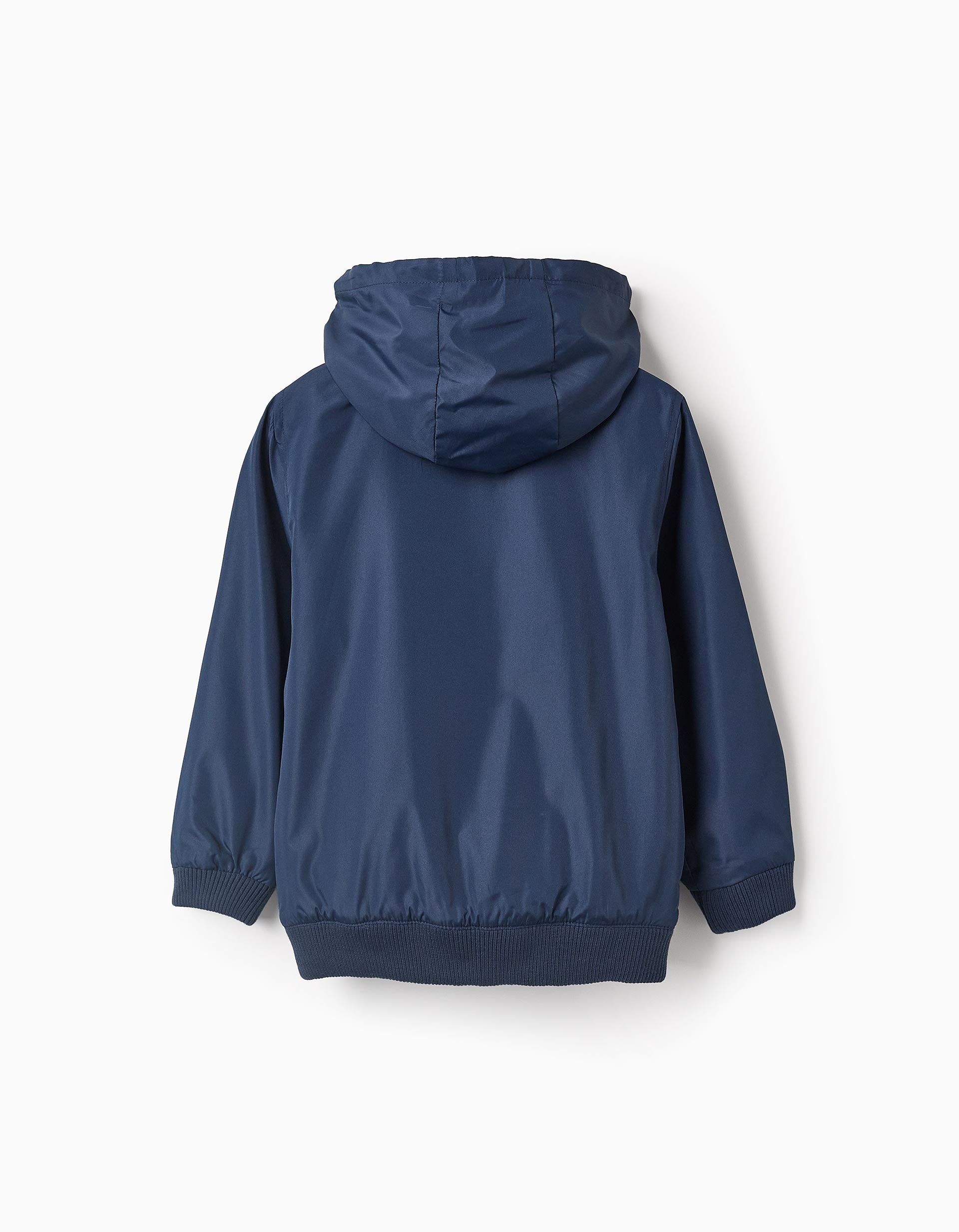 Veste Zippée avec Capuche Amovible pour Garçon, Bleu Foncé