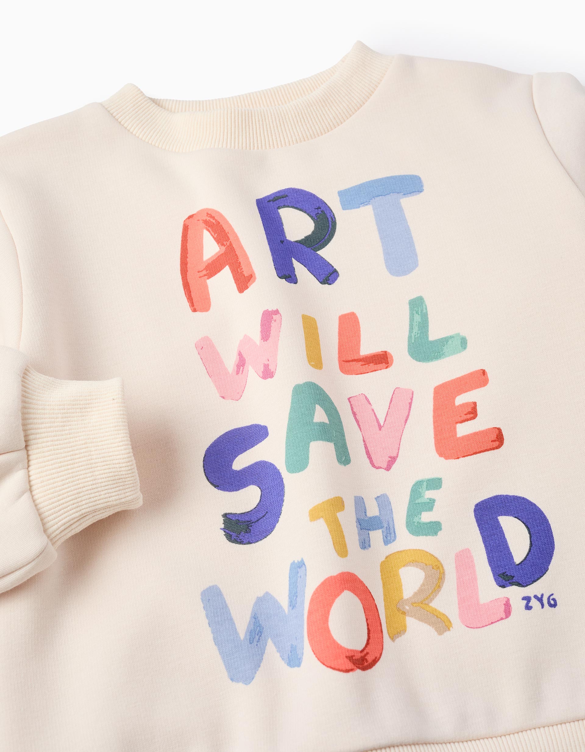 Sweat Effet Thermique pour Fille 'Save the World', Beige