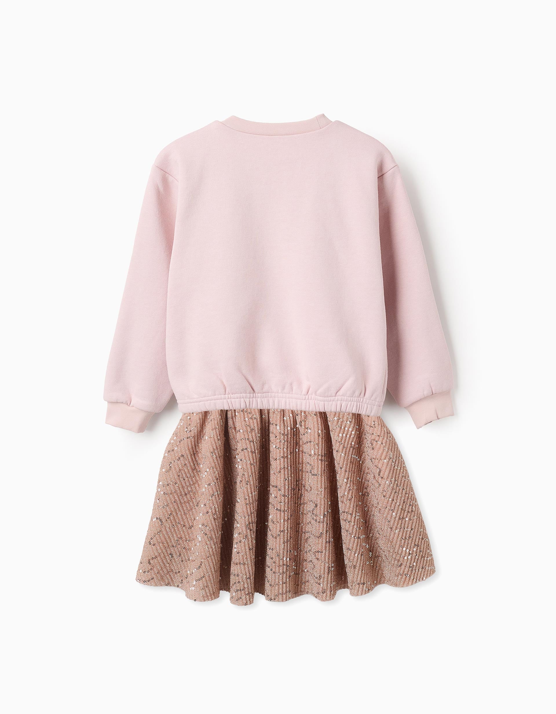 Fleece Sweatshirt + Sequin Pleated Skirt for Girls, Pink