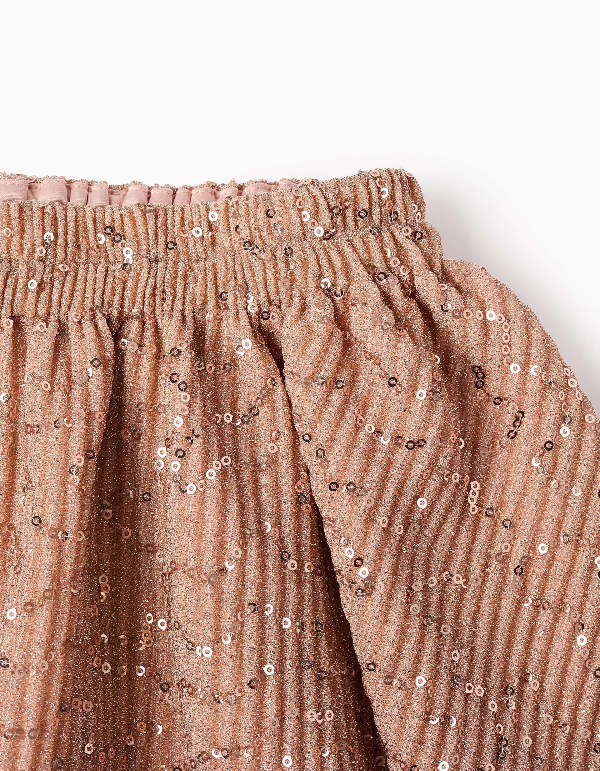 Fleece Sweatshirt + Sequin Pleated Skirt for Girls, Pink