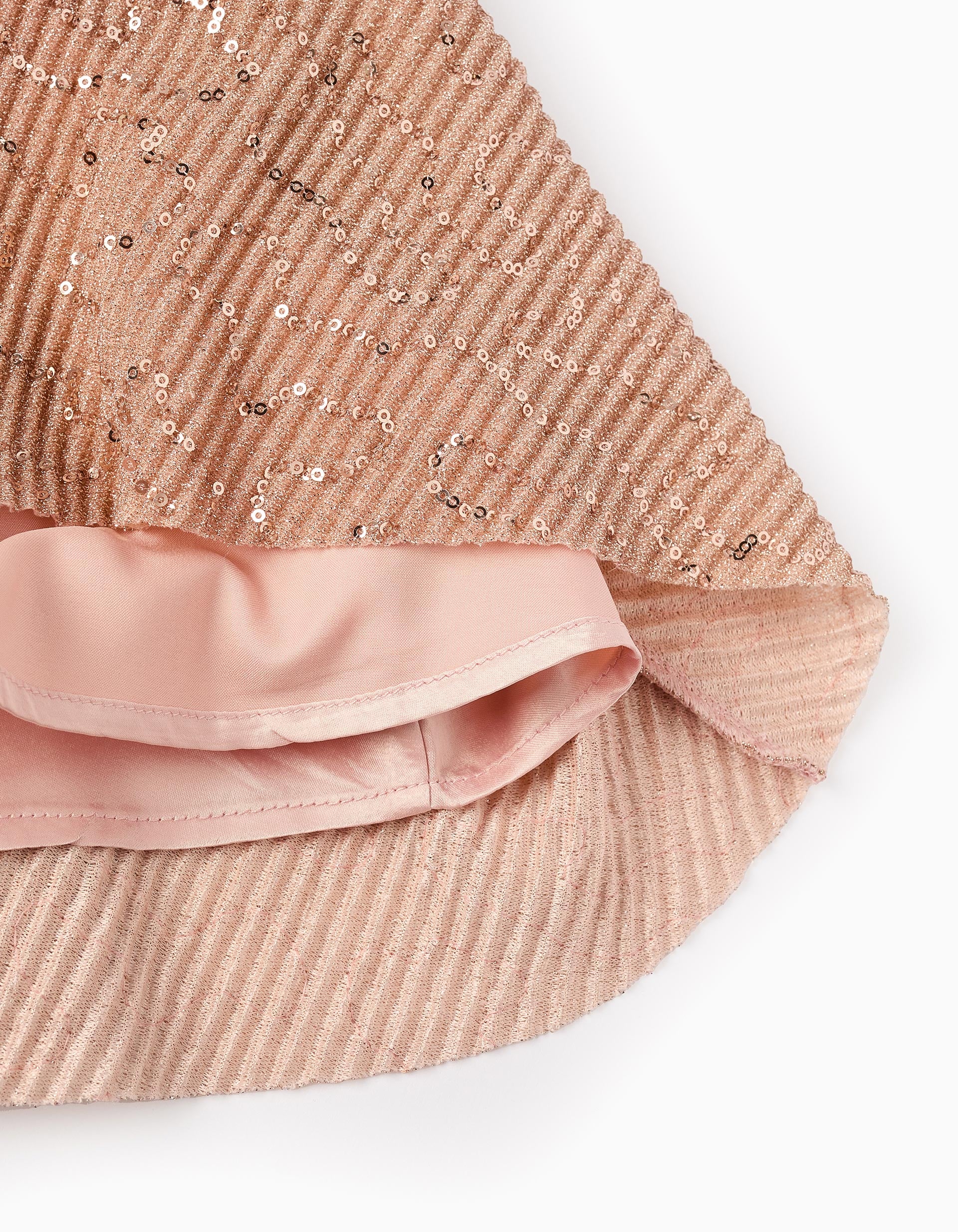 Sweat Gratté + Jupe Plissée avec Paillettes pour Fille, Rose