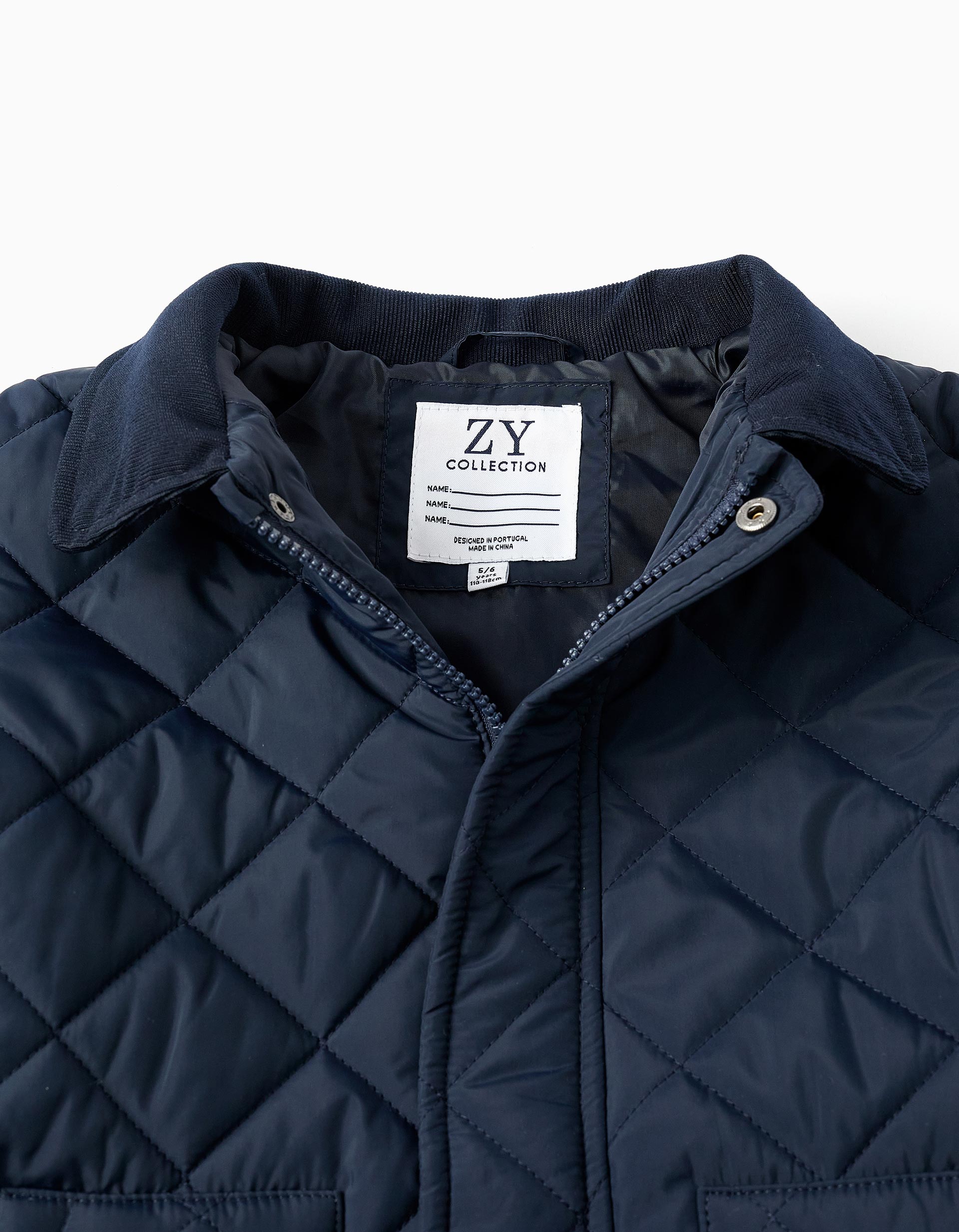 Parka Acolchada con Capucha Desmontable para Niño, Azul Oscuro