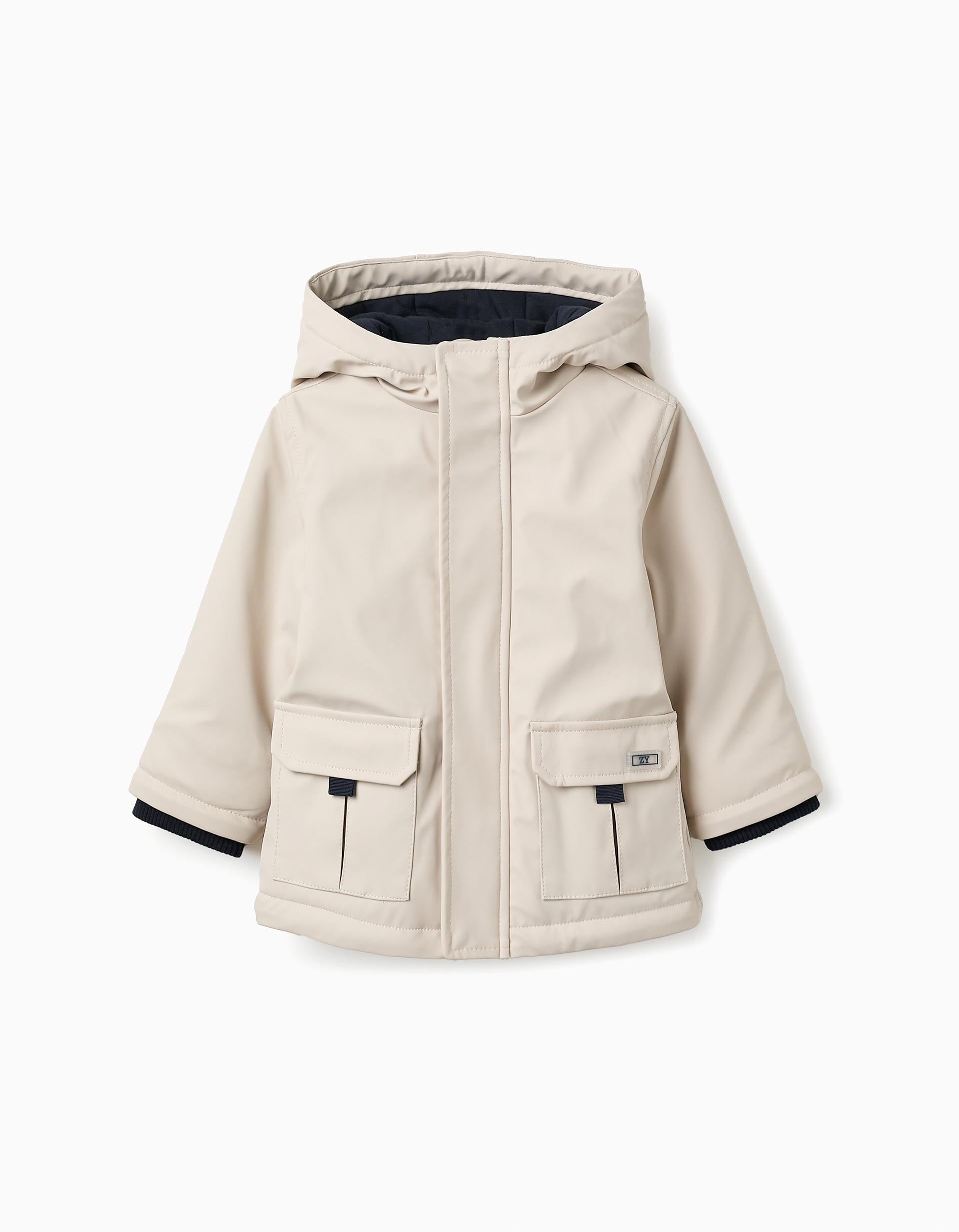 Parka en Caoutchouc avec Doublure en Jersey pour Bébé Garçon, Beige