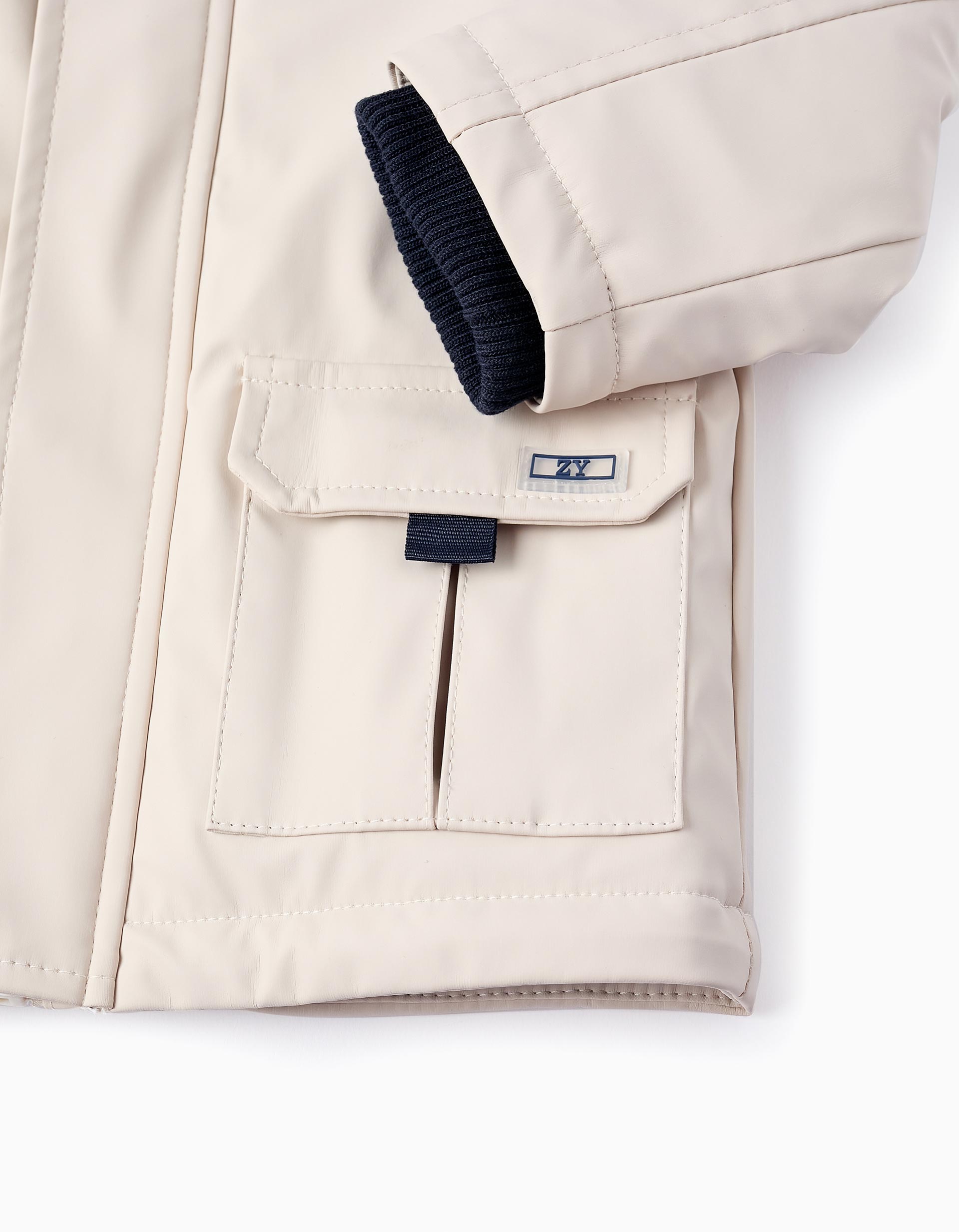 Parka en Caoutchouc avec Doublure en Jersey pour Bébé Garçon, Beige