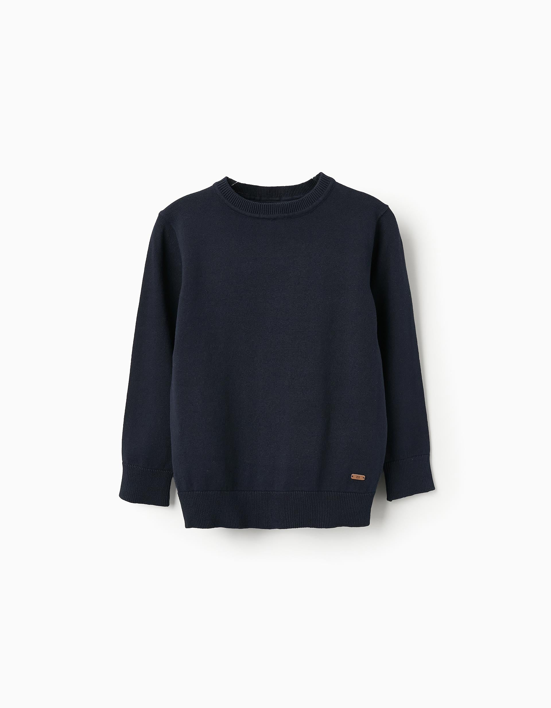 Pull en Maille Fine pour Garçon, Bleu Foncé