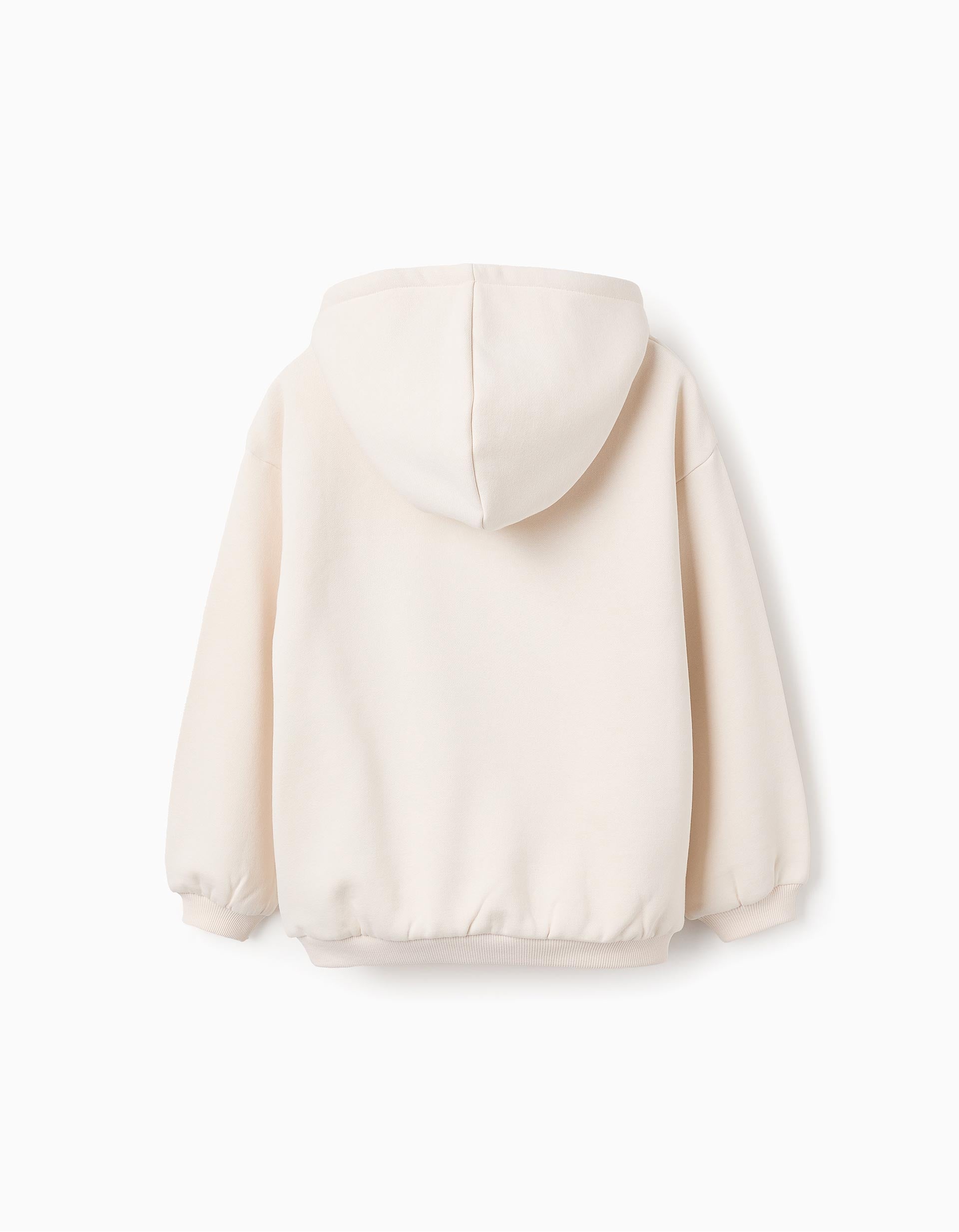 Sweat à Capuche Gratté pour Fille 'Art', Beige