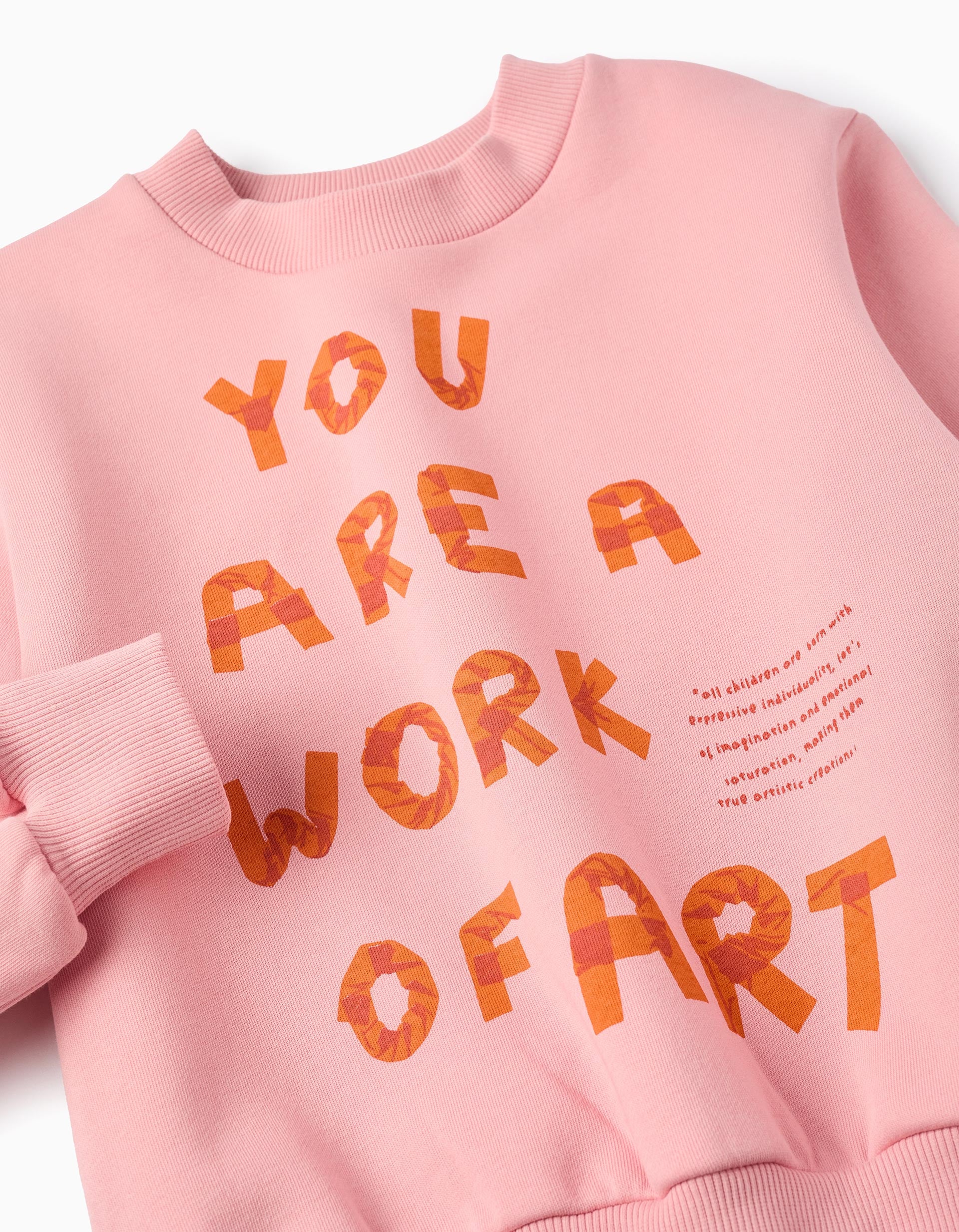 Brushed Sweatshirt for Girls 'Work of Art' Sweatshirt, Pink