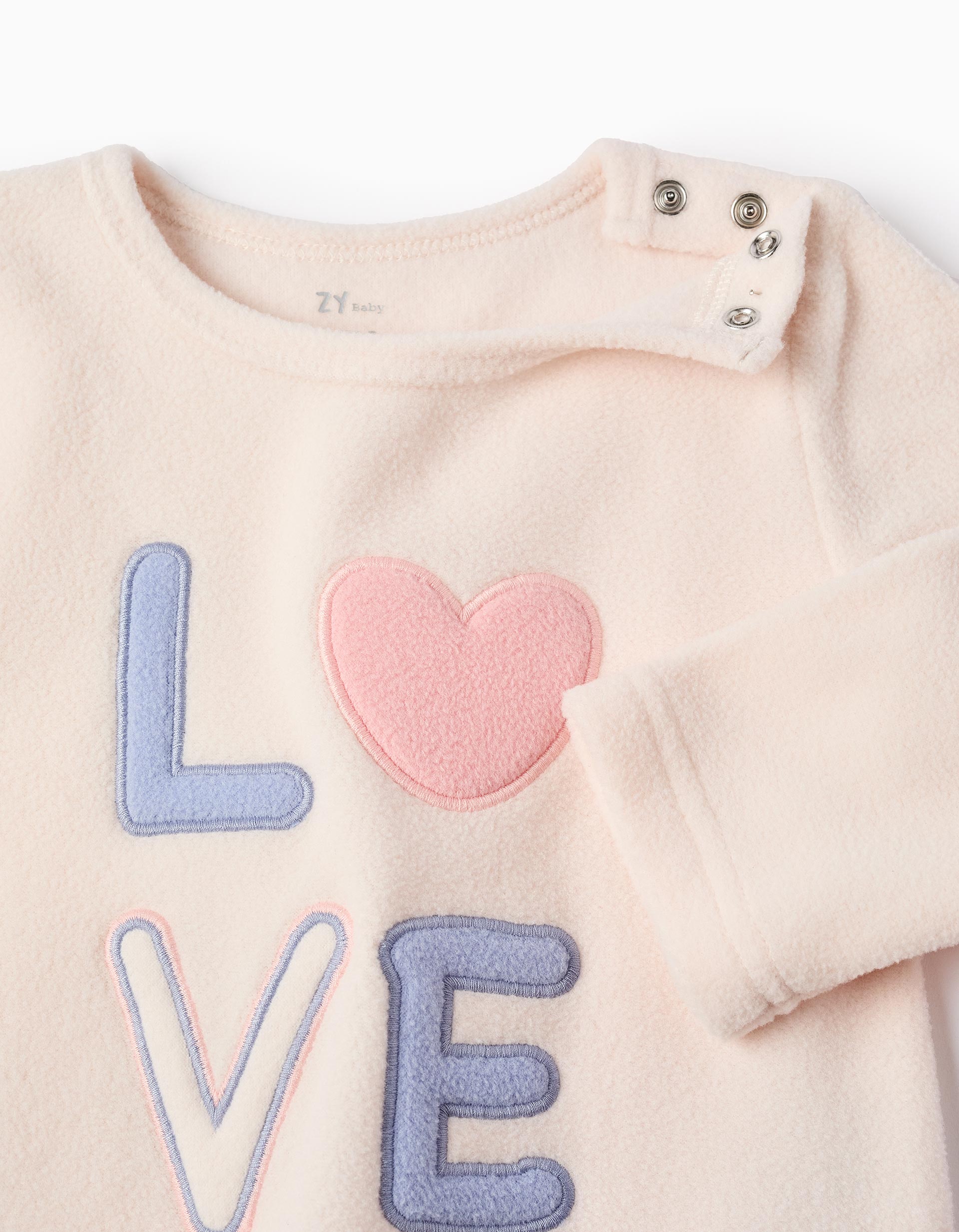 Pijama Polar para Bebé Menina 'Love', Rosa