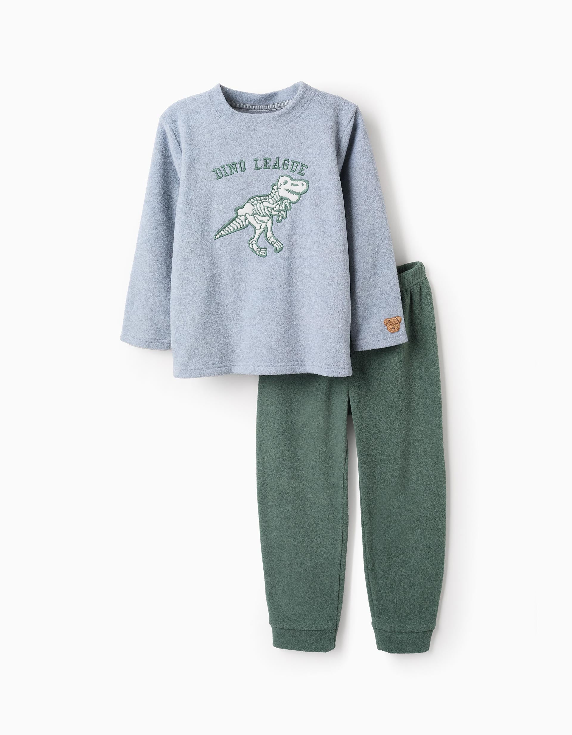 Pyjama Polaire pour Garçon 'Dinosaure', Gris/Vert