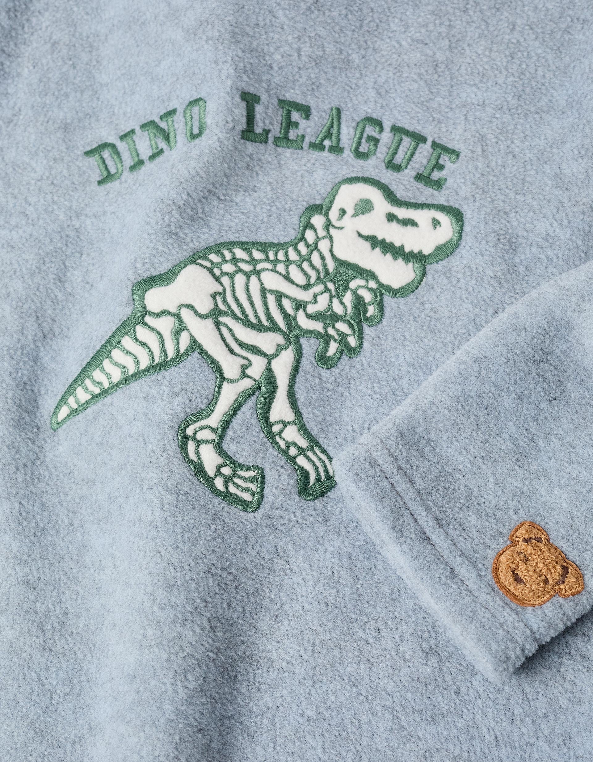 Polar Pyjama for Boys 'Dinosaur', Grey/Green