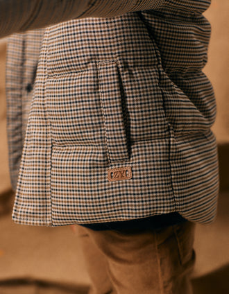 Manteau Matelassée Pied de Poule pour Garçon, Marron