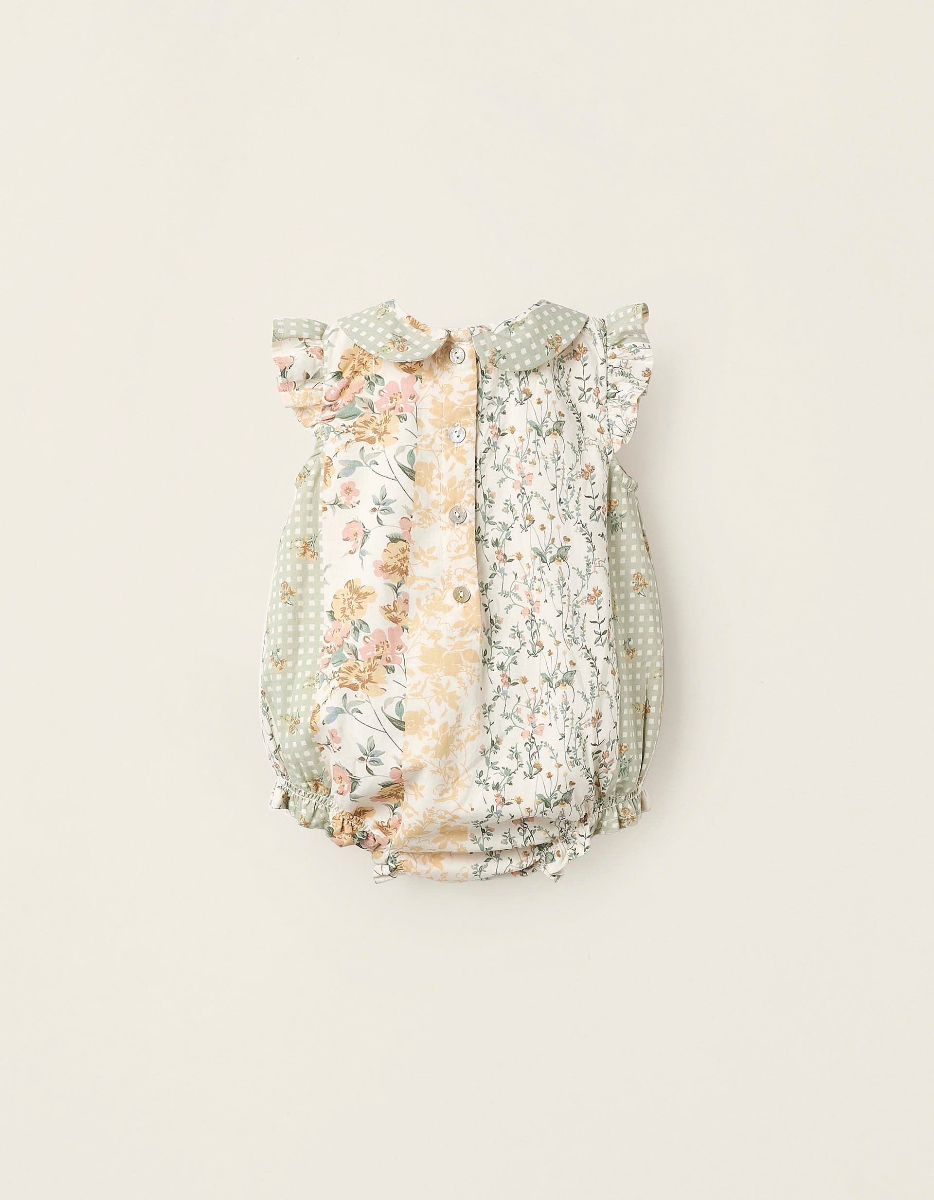 Combi-short Floral pour Nouveau-Née, Beige/Vert/Rose