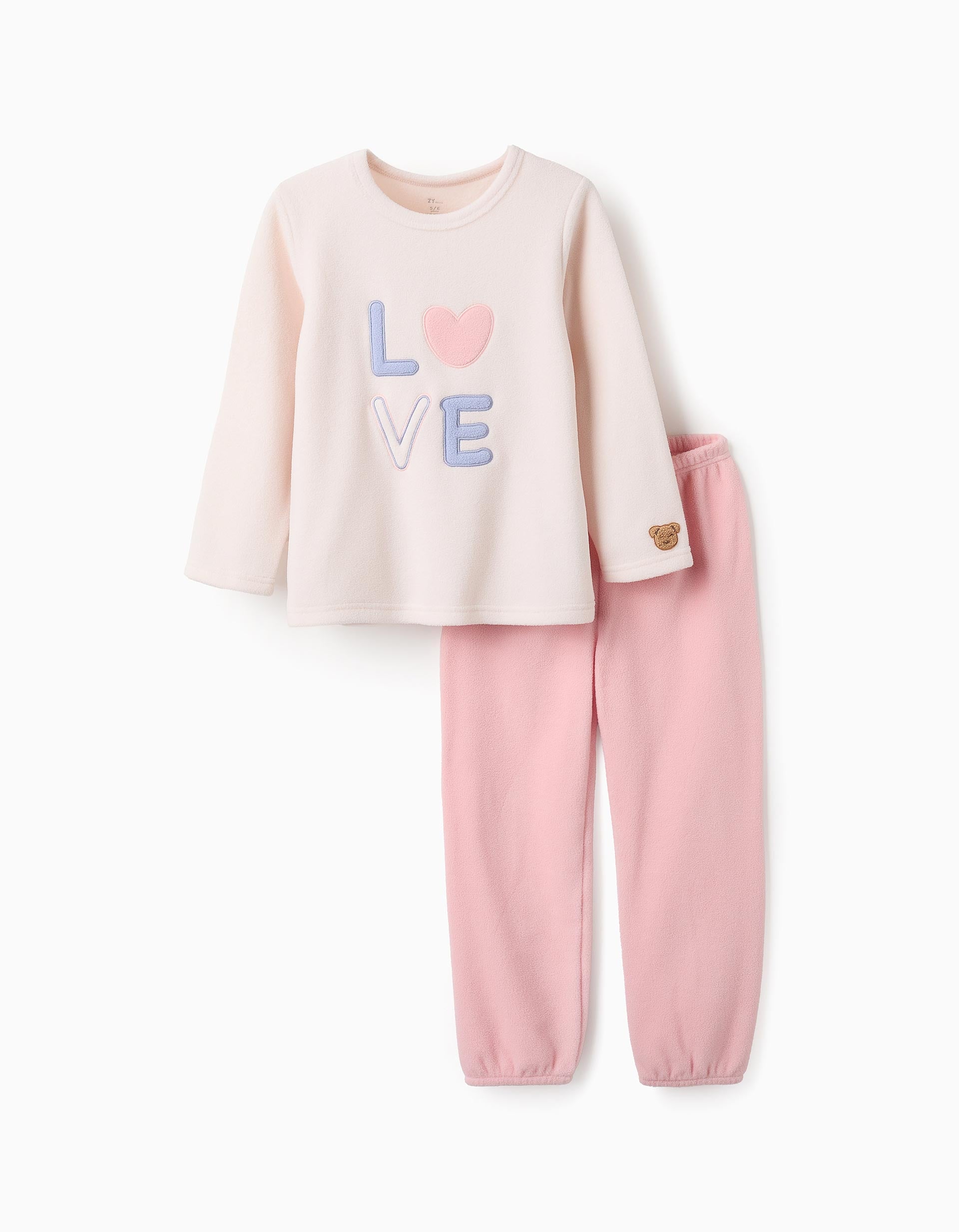 Pyjama Polaire pour Fille 'Love', Rose