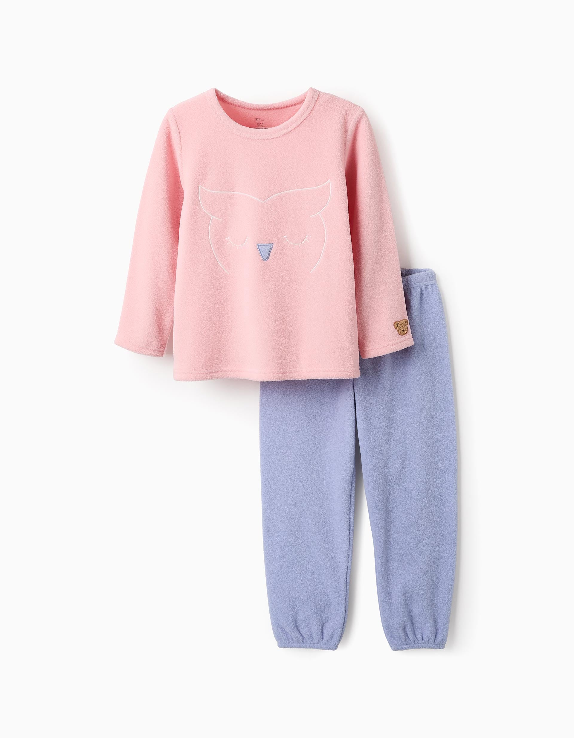 Pyjama Polaire pour Fille 'Chouette', Rose/Bleu