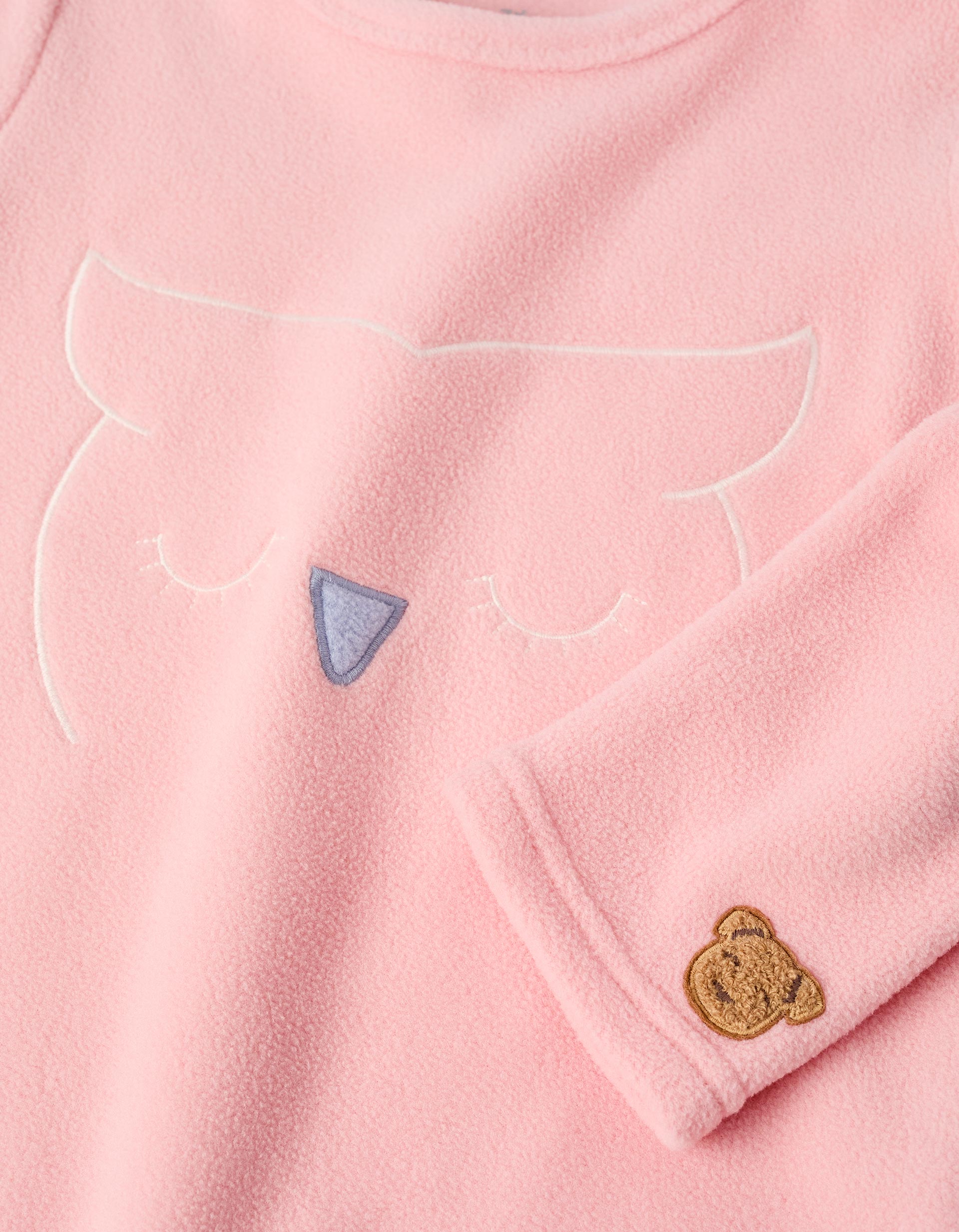 Pyjama Polaire pour Fille 'Chouette', Rose/Bleu