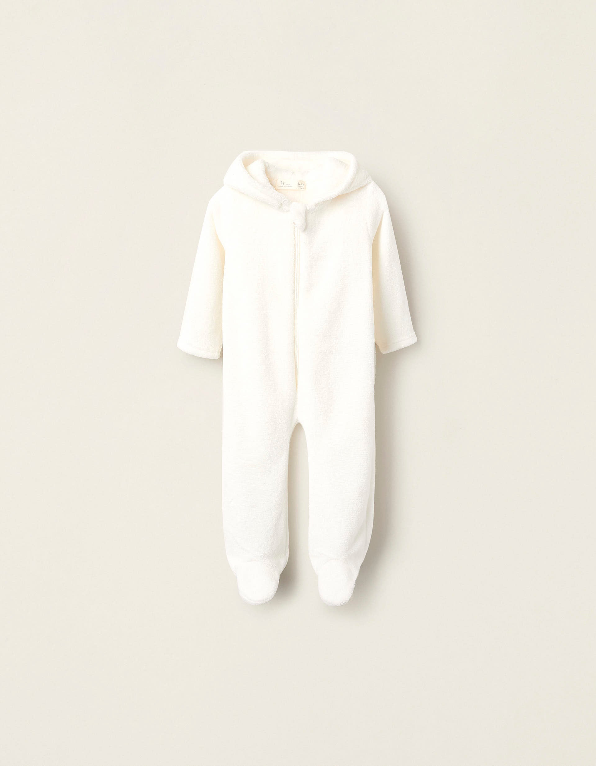 Babygrow de Coralina com Capuz para Bebé Menina 'Gata', Branco