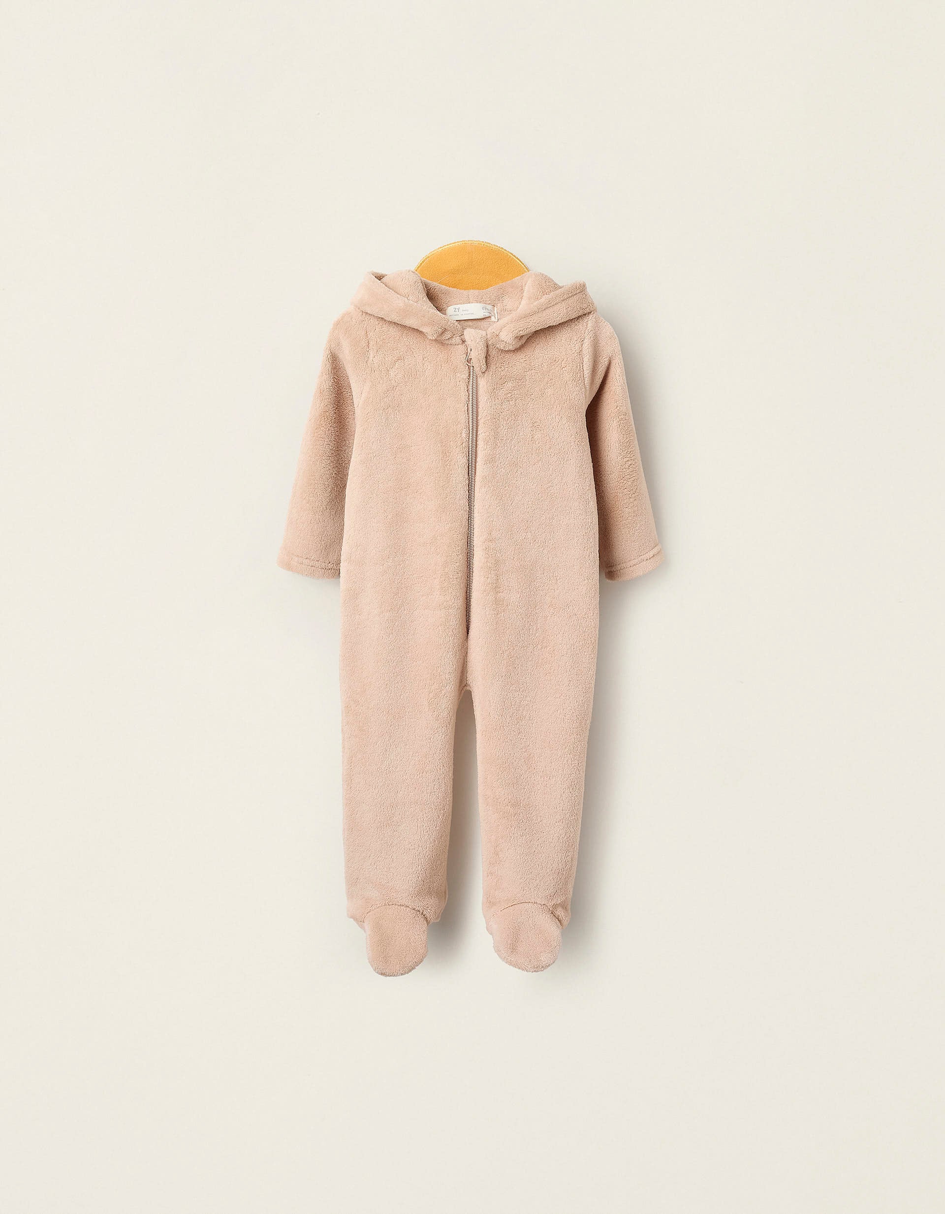 Pelele de Coralina con Capucha para Bebé Niño 'Tigre', Beige