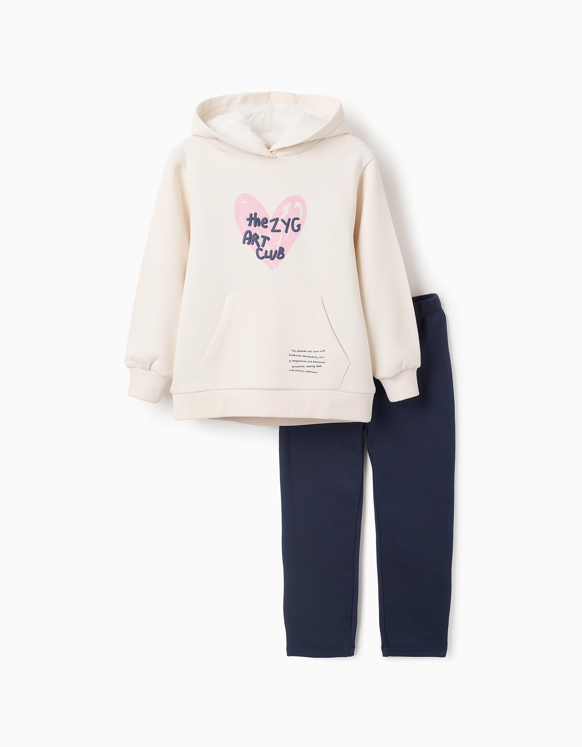 Sweat+ Legging Gratté pour Fille 'Art Club', Beige/Bleu