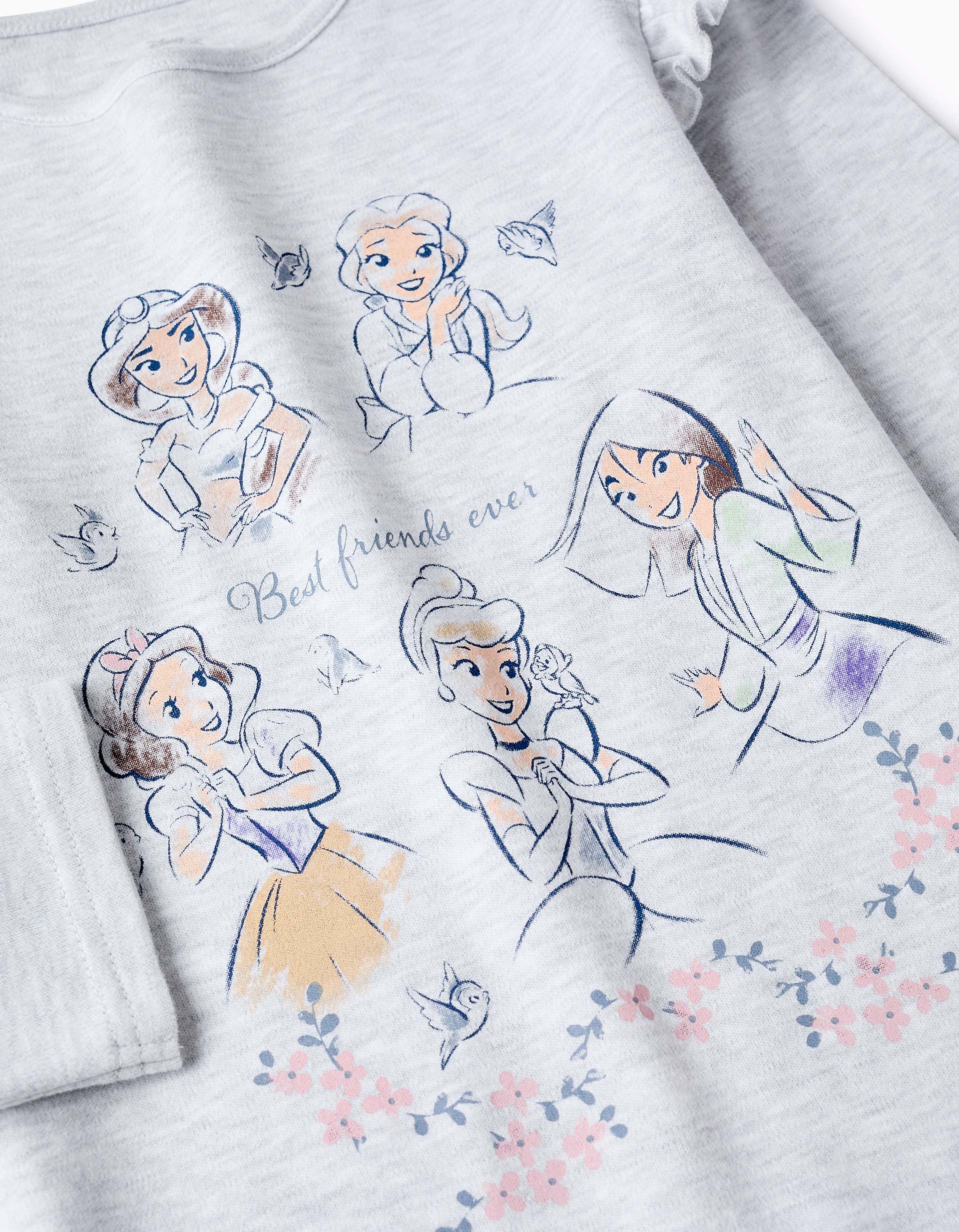 Pyjama en Coton pour Fille 'Princesses Disney', Rose, Gris