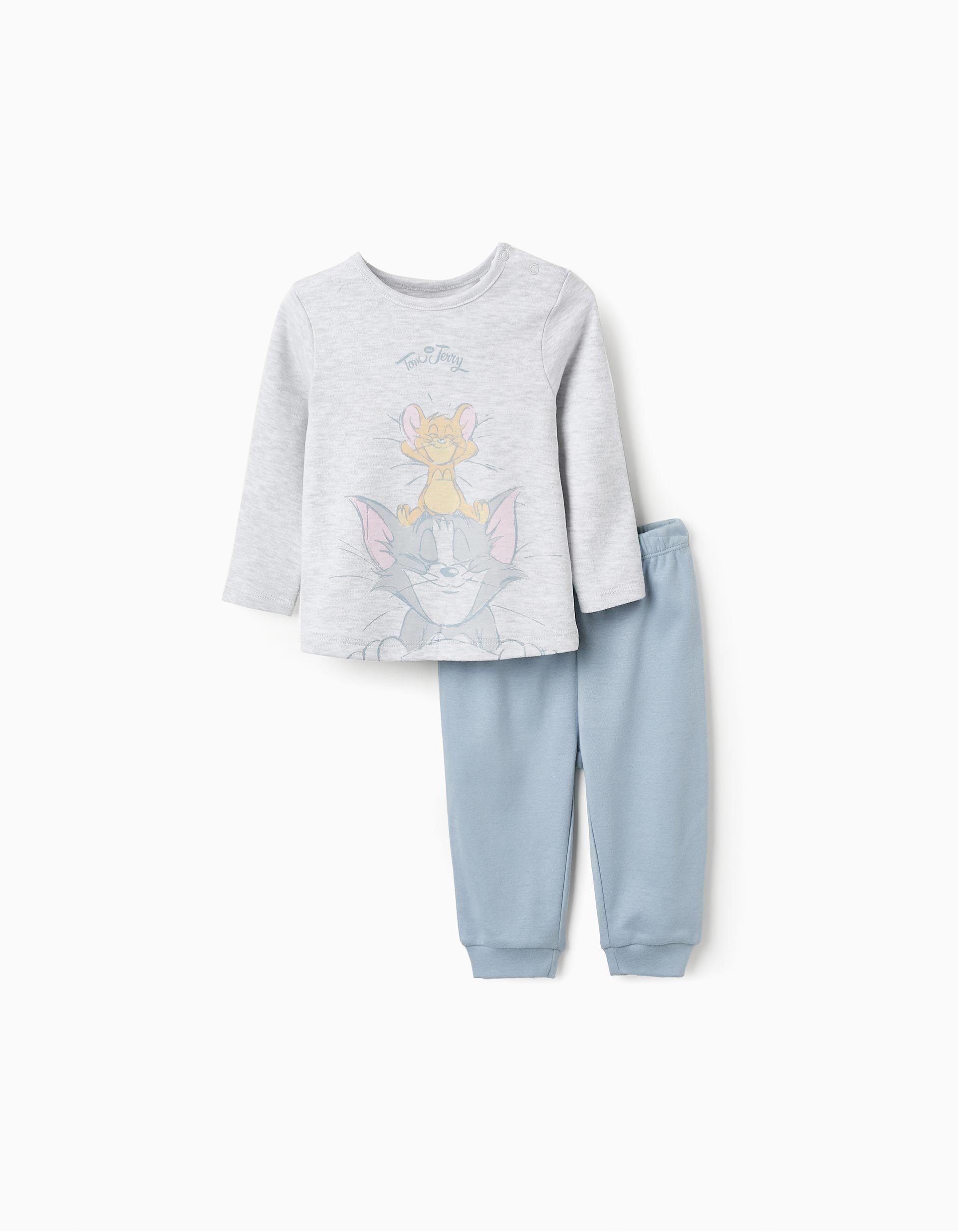 Cotton Pyjama for Baby Boys 'Tom & Jerry', Grey/Blue