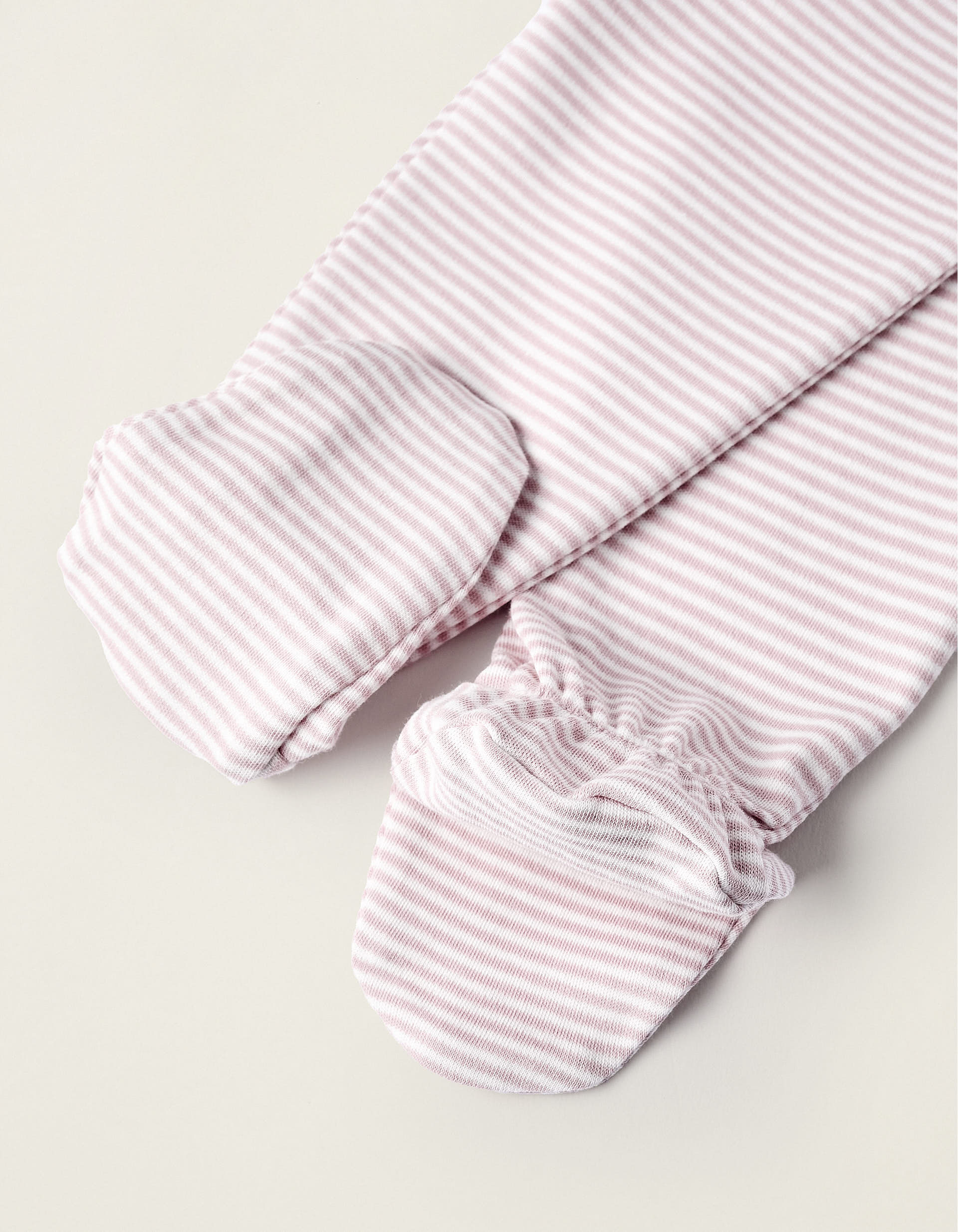 2 Pantalons à Pieds en Coton pour Bébé Fille 'Mum & Dad', Blanc/Rose