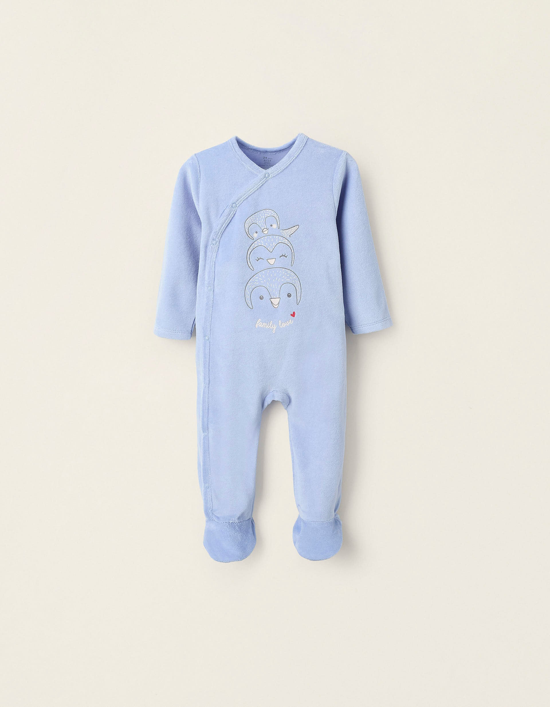 Pelele de Terciopelo para Bebé Niño 'Family Love', Azul