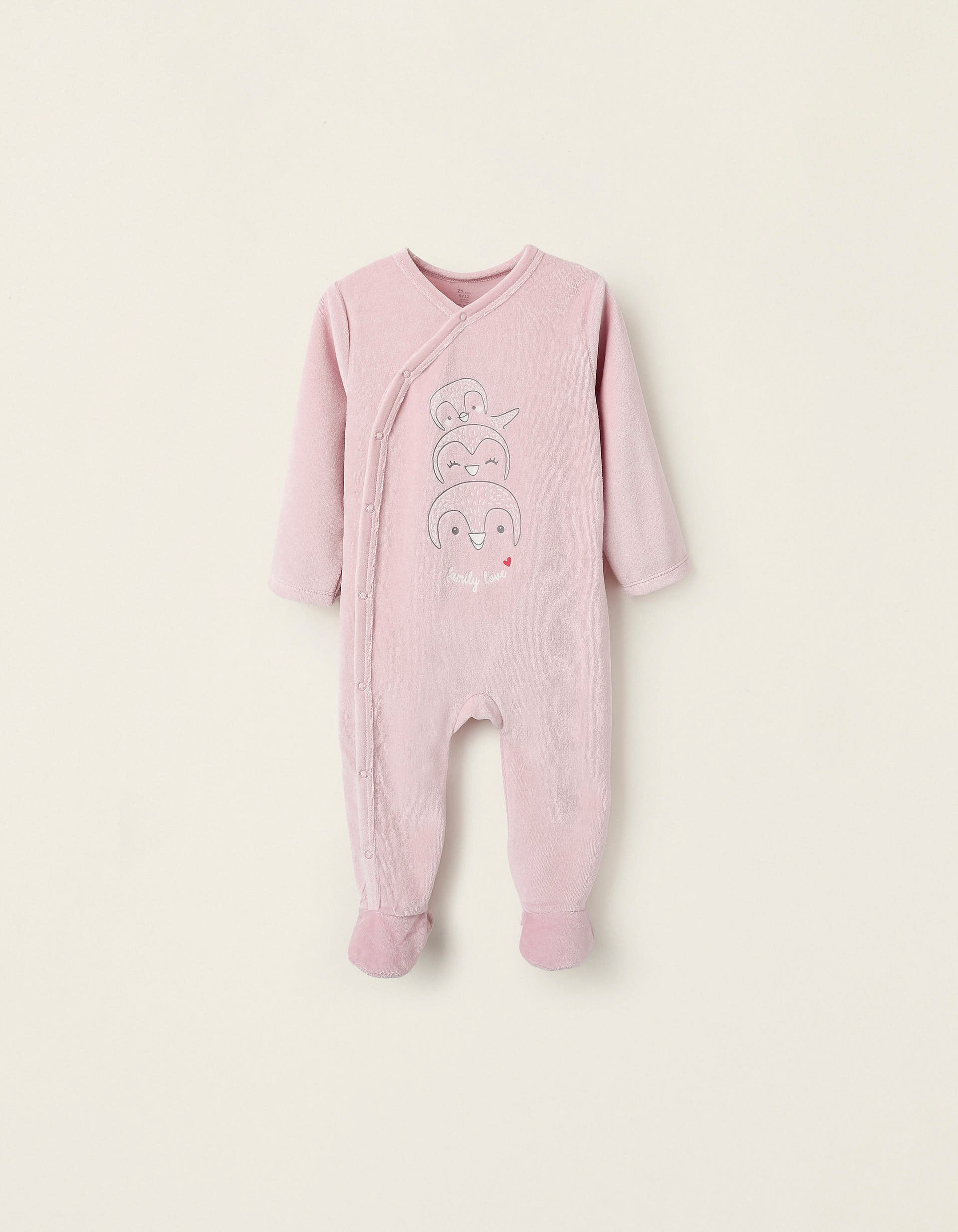 Velour Sleepsuit for Baby Girls 'Family Love', Pink