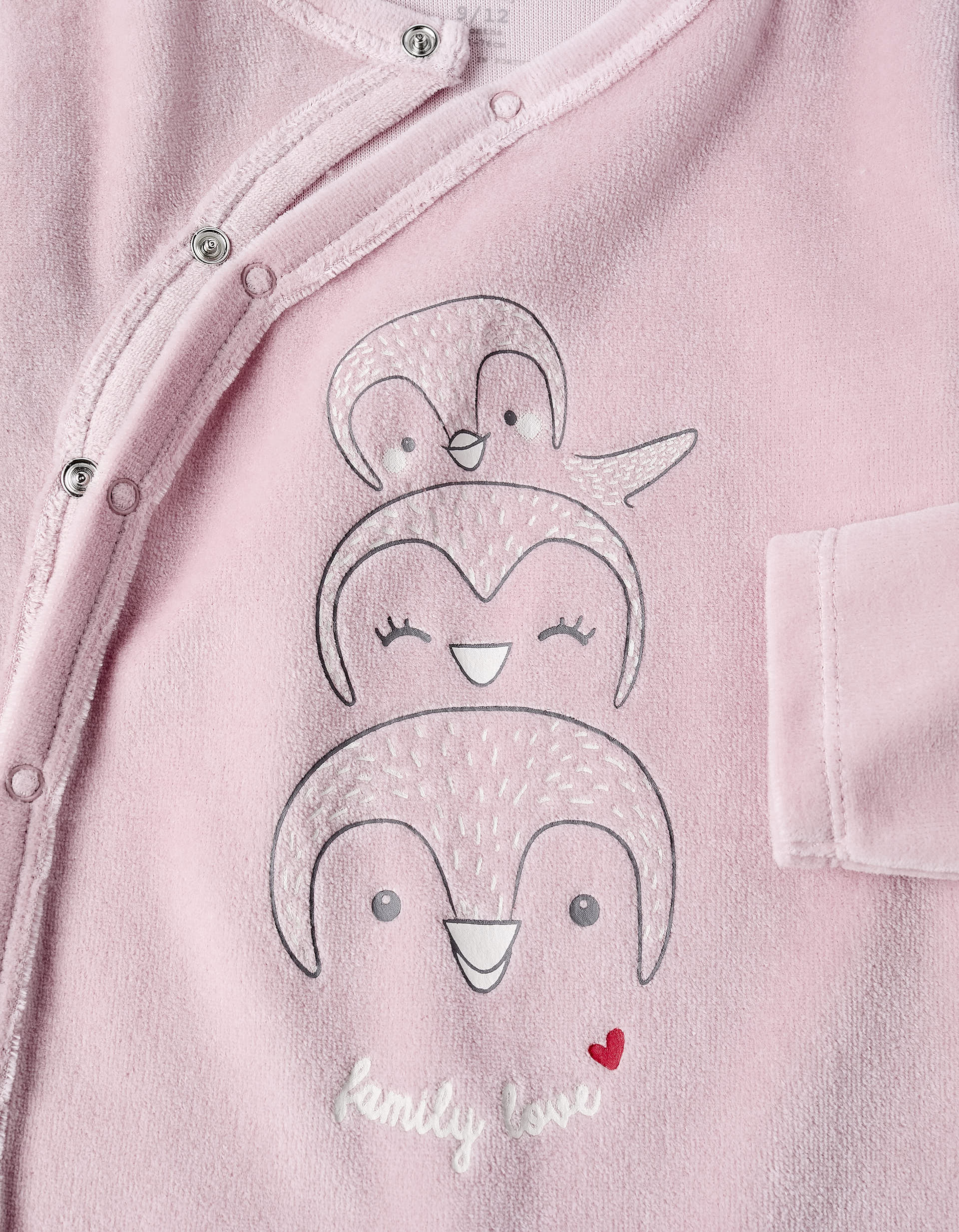 Babygrow de Veludo para Bebé Menina 'Family Love', Rosa