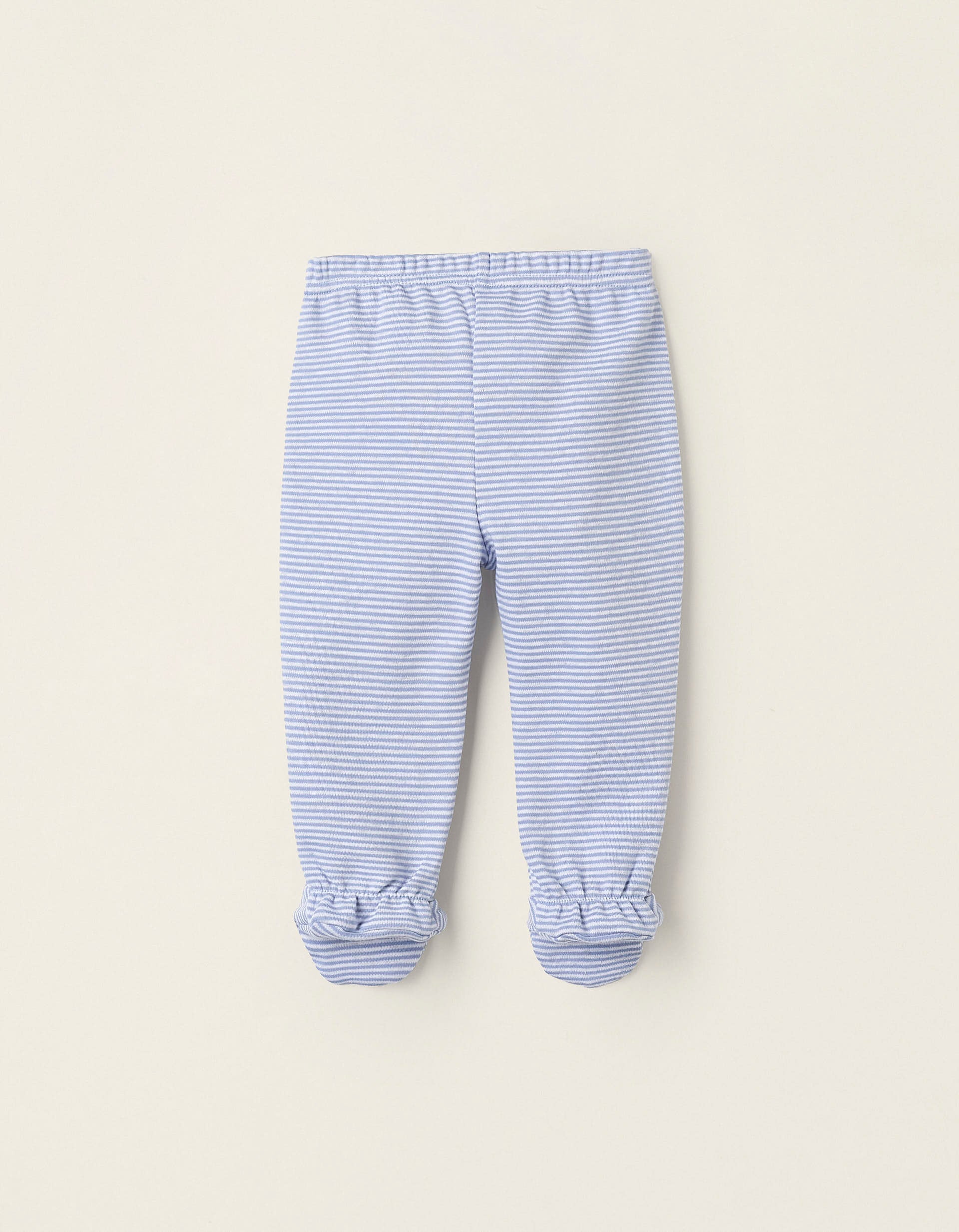 2 Calças com Pés de Algodão para Bebé Menino 'Mum & Dad', Branco/Azul