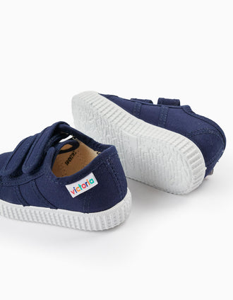 Baskets En Toile Pour Bébé 'Victoria', Bleu Foncé