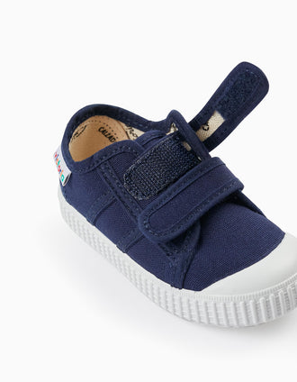 Baskets En Toile Pour Bébé 'Victoria', Bleu Foncé