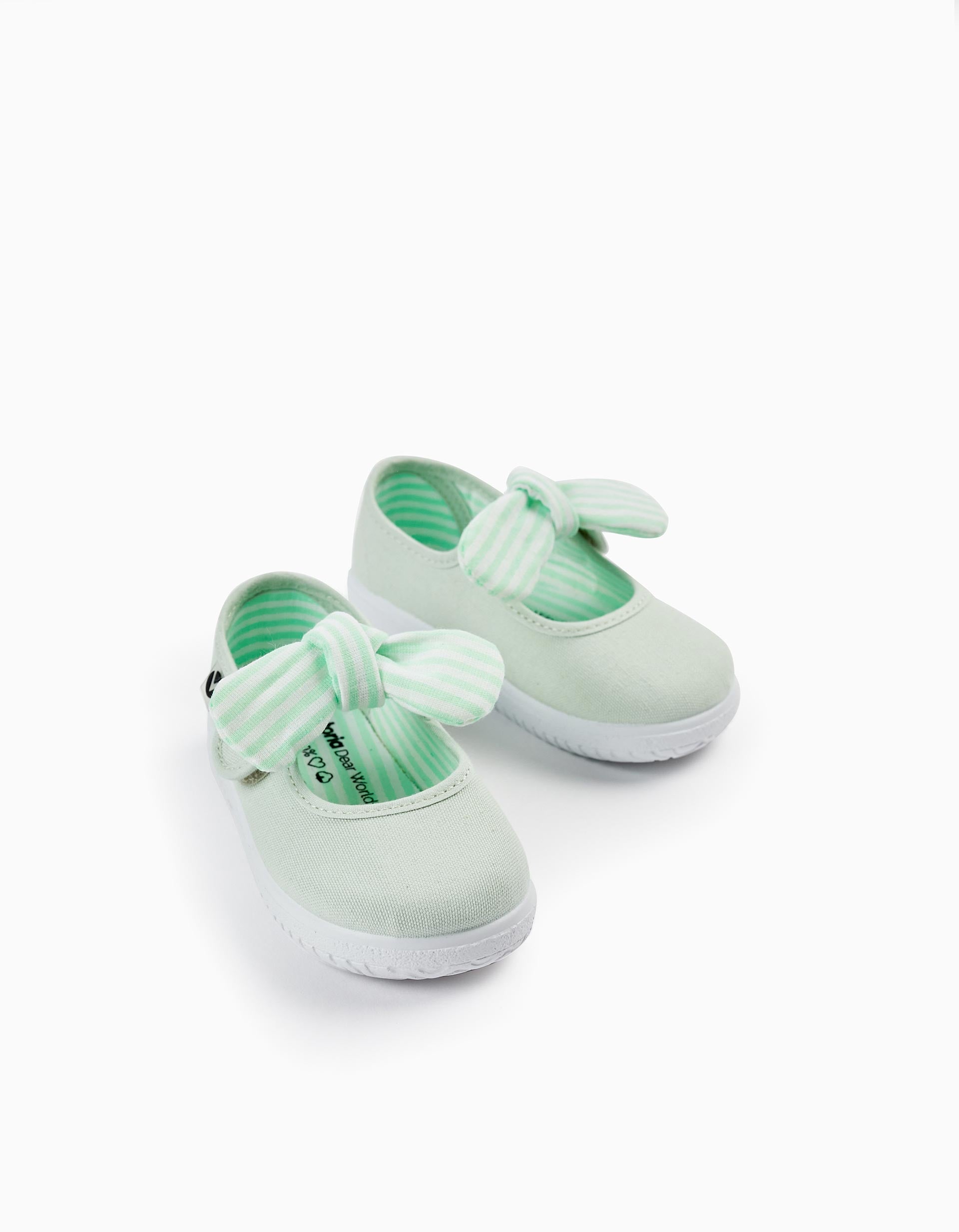 Ballerines Avec Nœud À Rayures Pour Bébé Fille 'Victoria', Vert