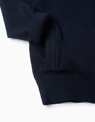 Gilet en Maille avec Fermeture Éclair pour Garçon, Bleu Foncé