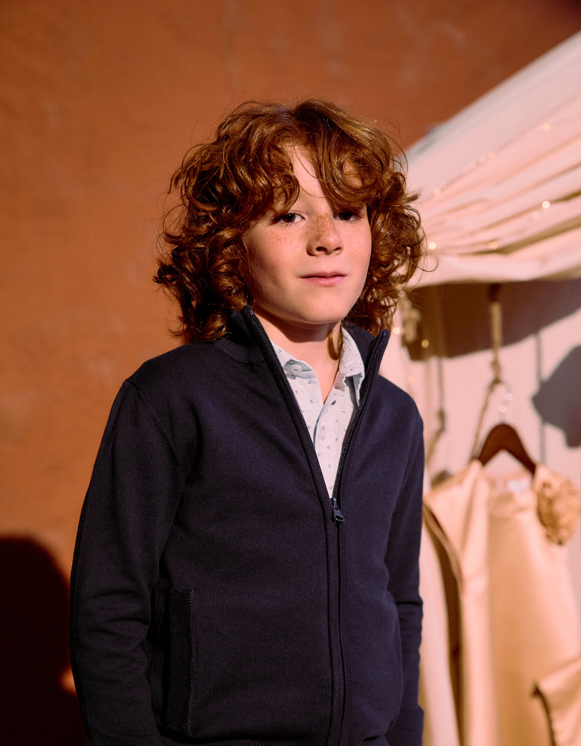 Chaqueta de Punto con Cierre de Cremallera para Niño, Azul Oscuro