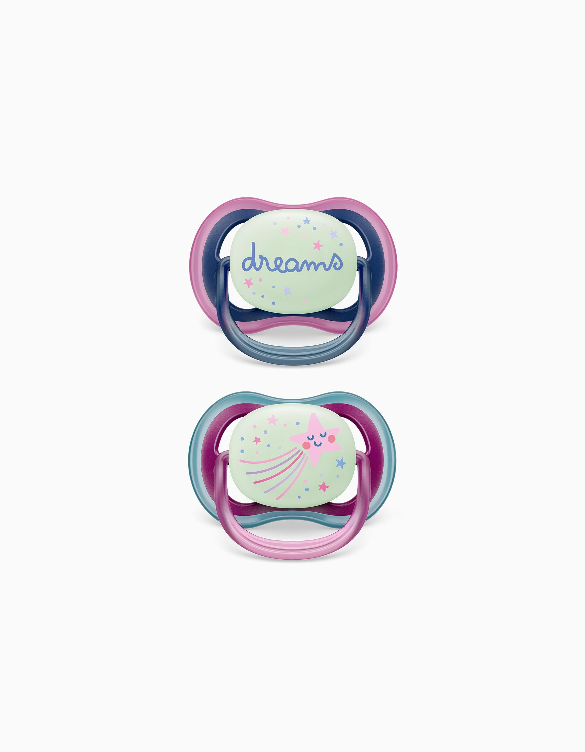 2 Chupetas Philips/Avent Ultra Air Silicone Brilha No Escuro 6-18M, Dreams