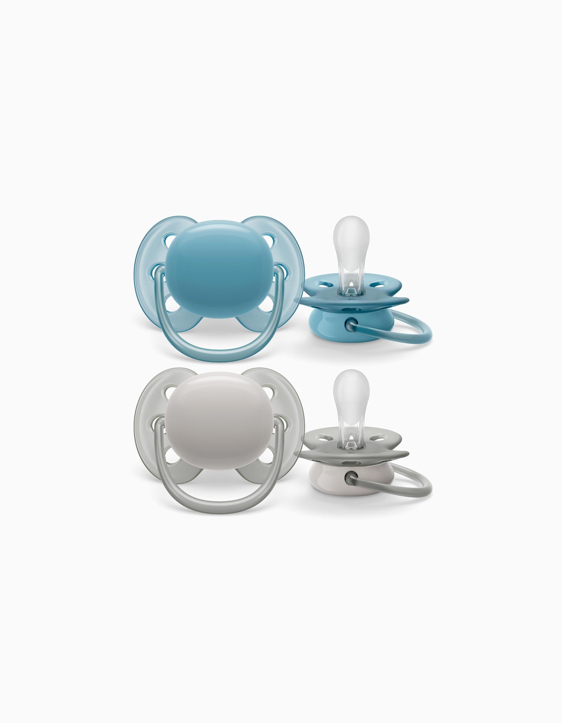 2 Chupetas Philips/Avent Ultra Soft Silicone 6-18M, Azul/Cinza