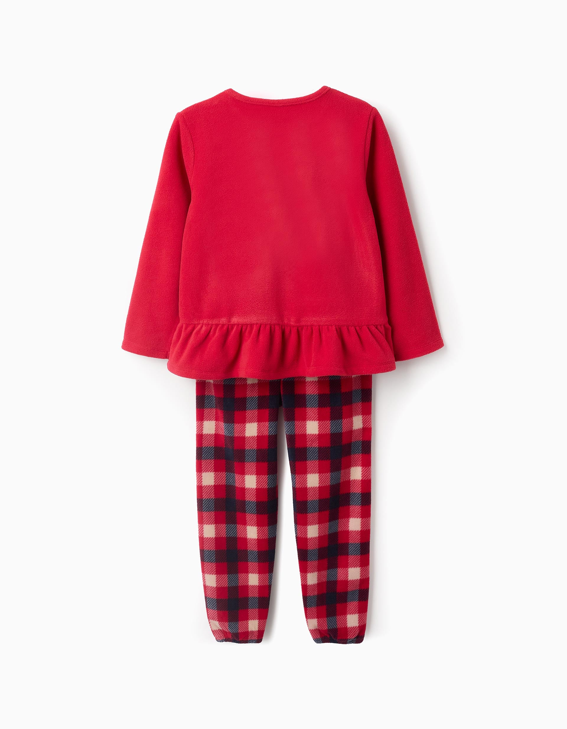 Pijama Polar para Menina com Xadrez 'Trenó', Vermelho